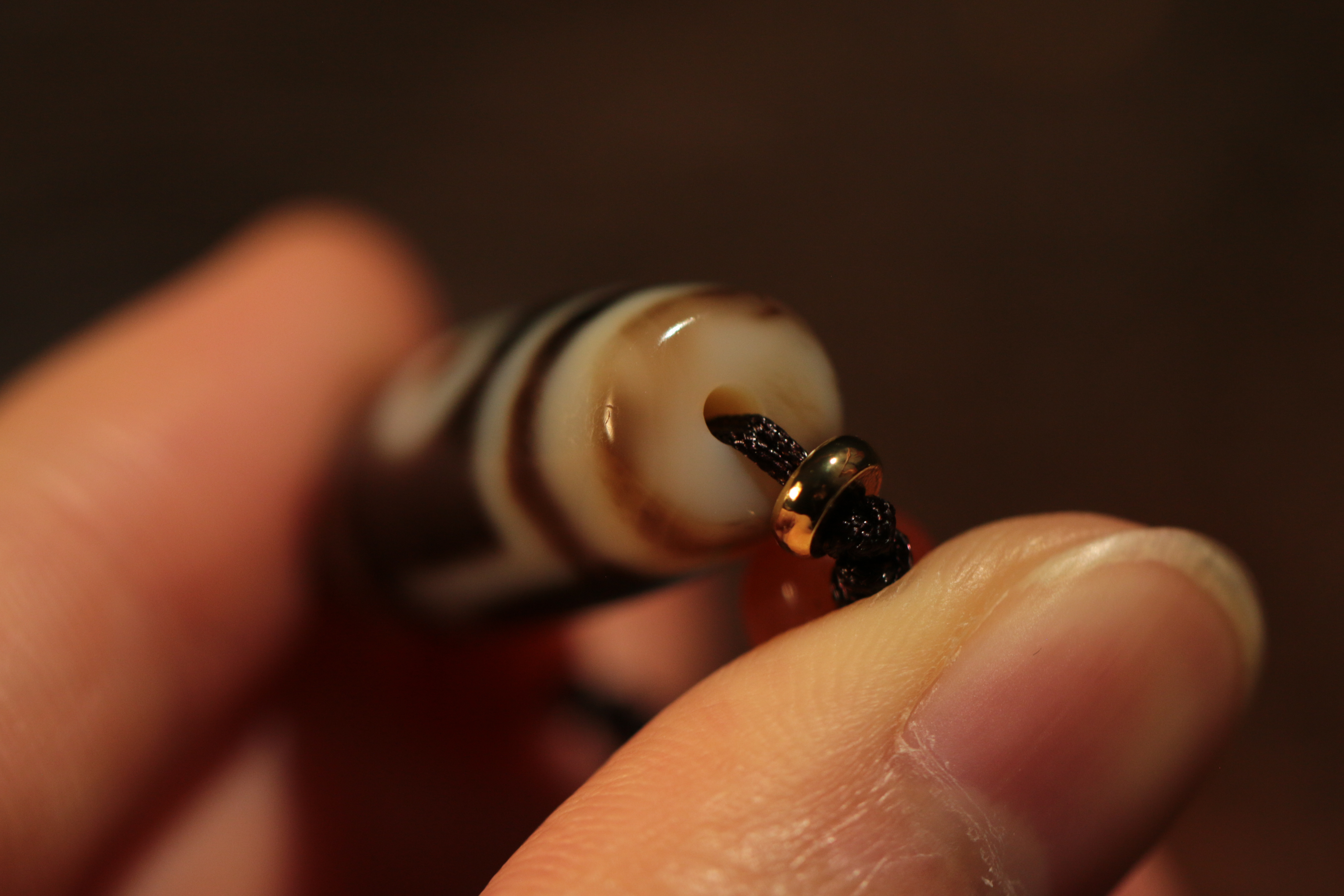 Two-Eyed Dzi Bead Clavicle Necklace（Unique ID:cp-2-2804）