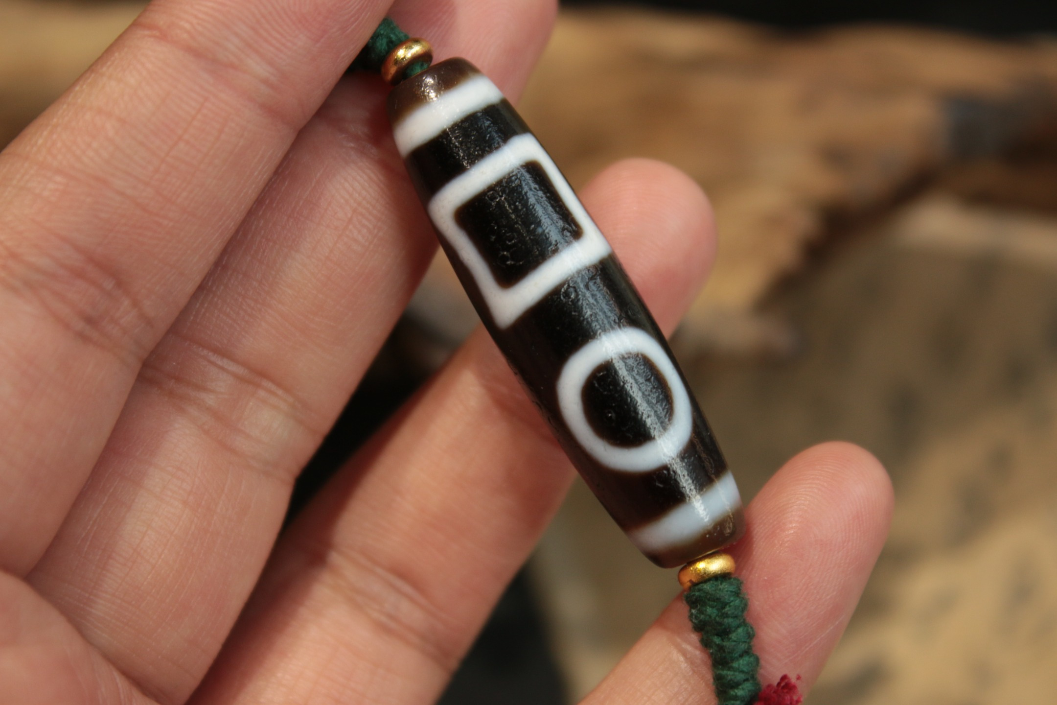 Double Heaven & Earth Dzi Bead Clavicle Necklace（Unique ID:cp-2-1415）