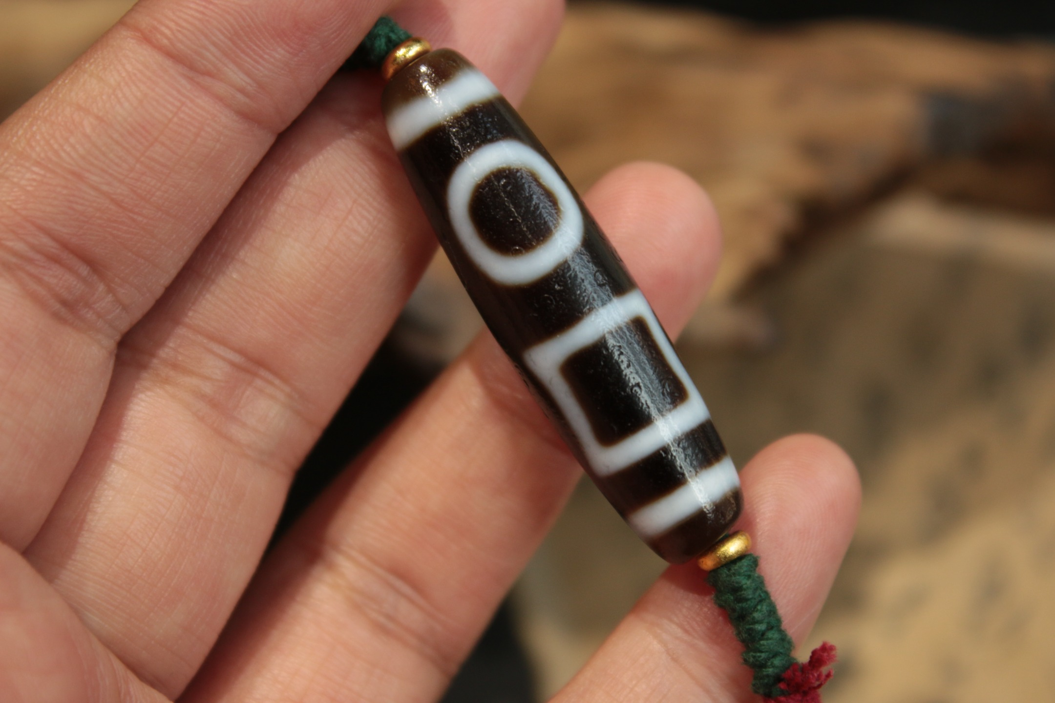Double Heaven & Earth Dzi Bead Clavicle Necklace（Unique ID:cp-2-1415）