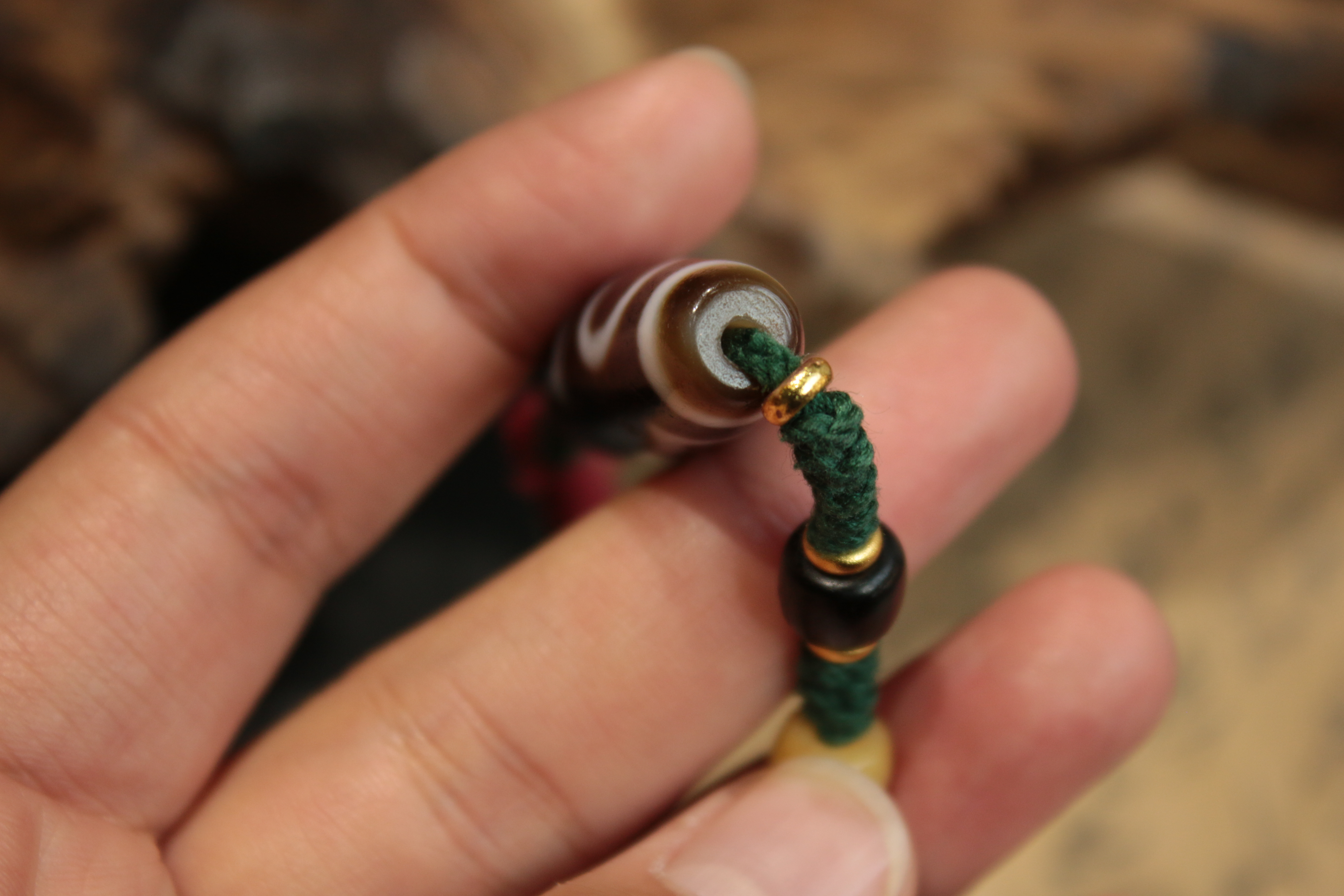 Double Heaven & Earth Dzi Bead Clavicle Necklace（Unique ID:cp-2-1415）