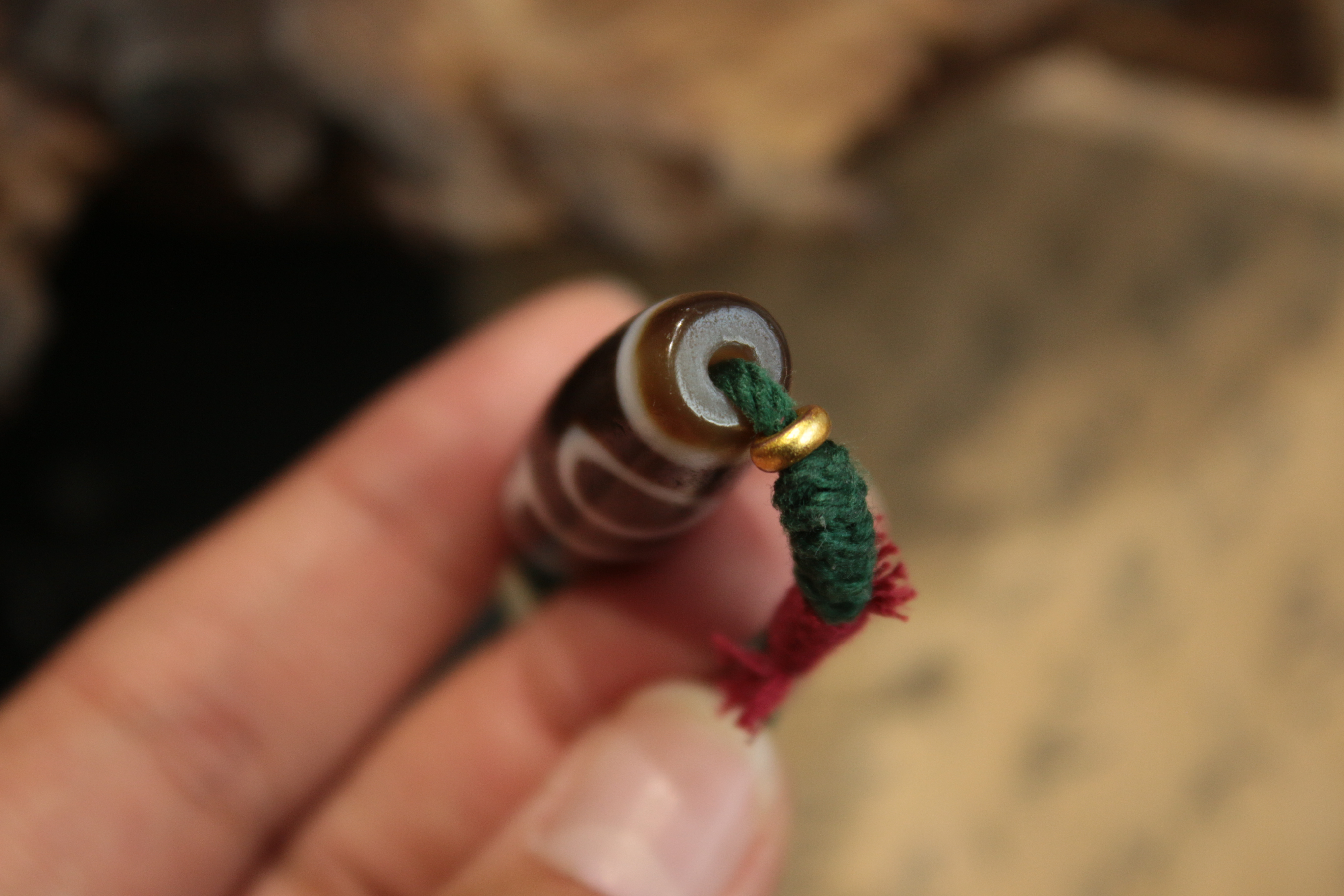 Double Heaven & Earth Dzi Bead Clavicle Necklace（Unique ID:cp-2-1415）