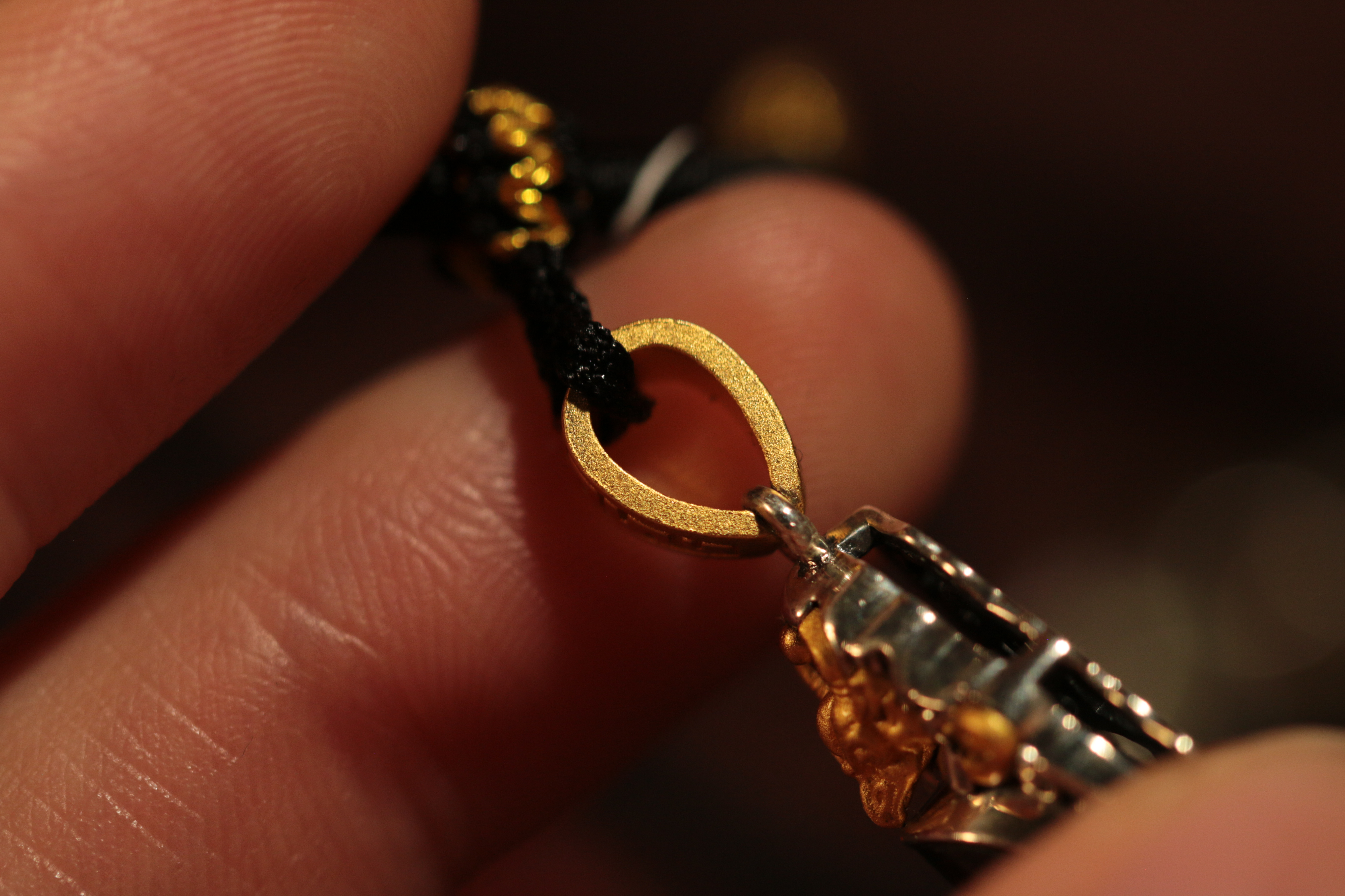 Tibetan sacred object - Gold-plated dzi bead clavicle chain（Unique ID: cp-2-2575）