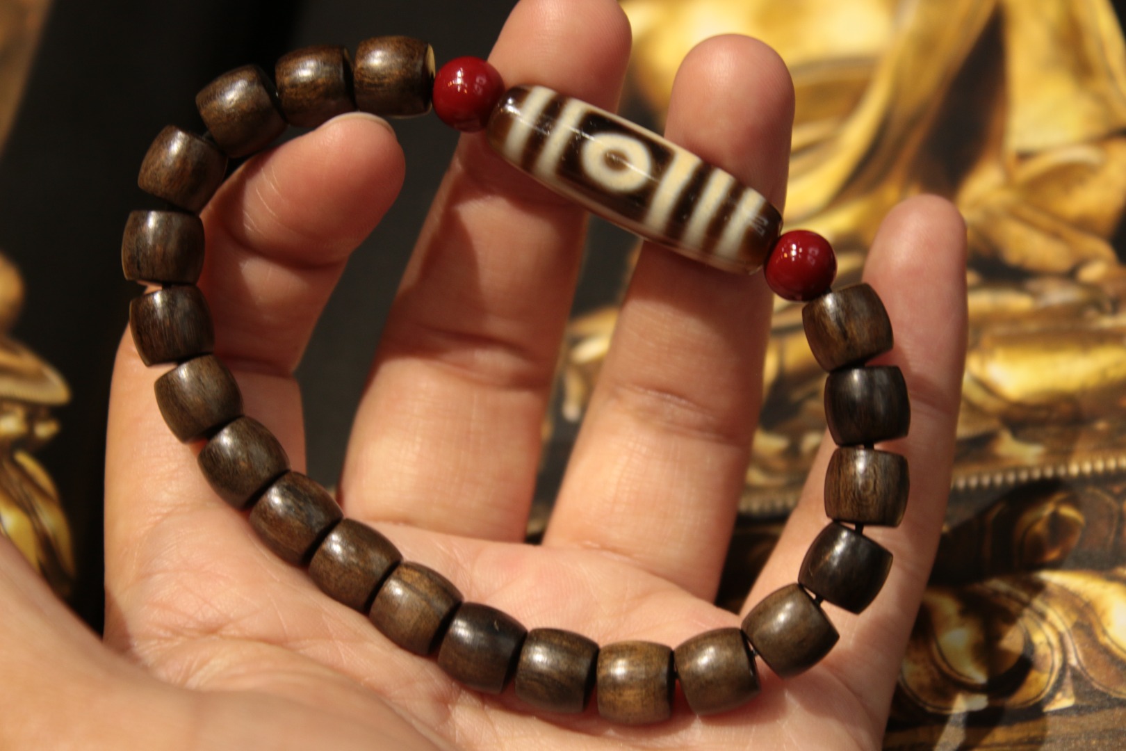Two-eyed Dzi bead bracelet（cp-1-3365）