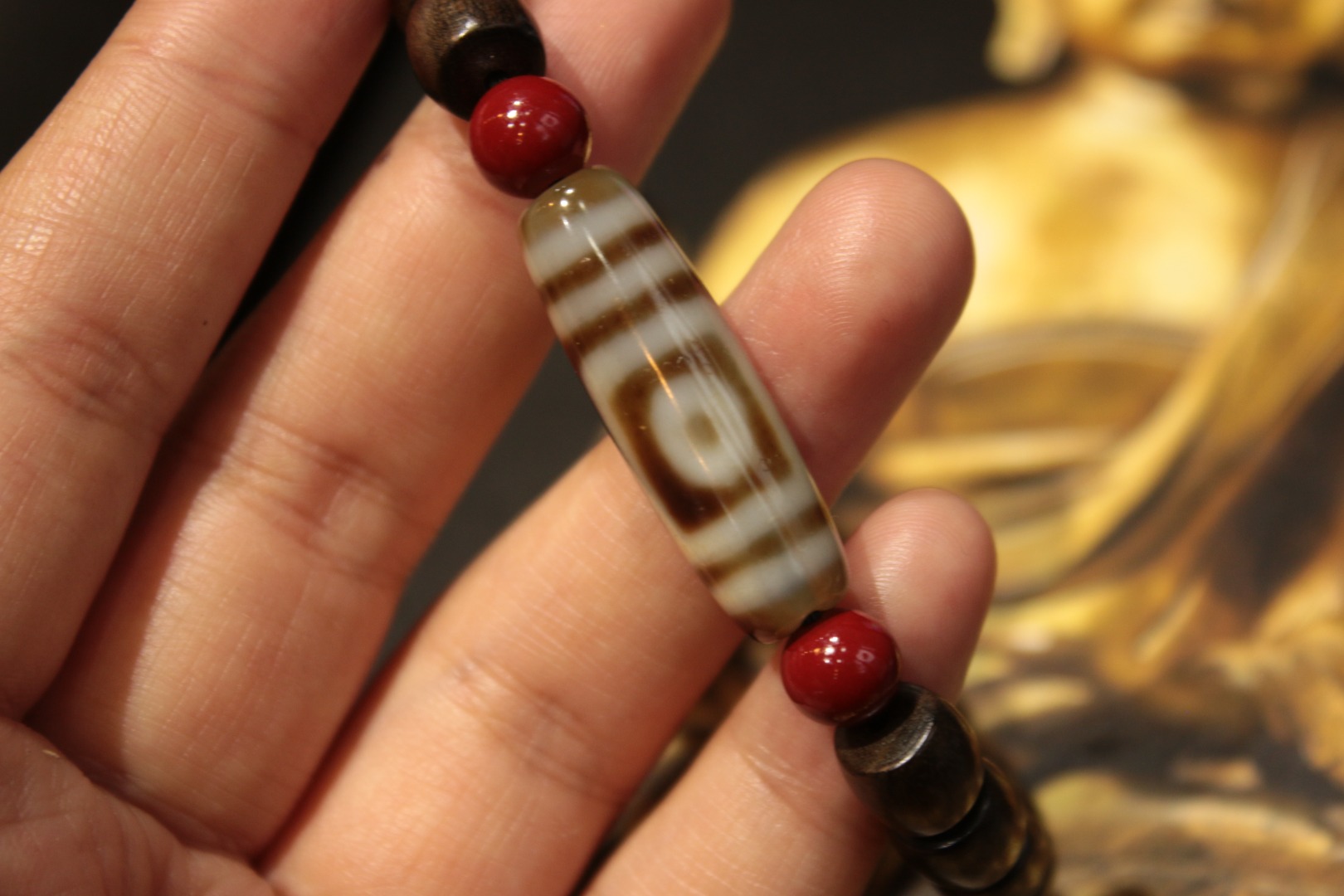 Two-eyed Dzi bead bracelet（cp-1-3365）