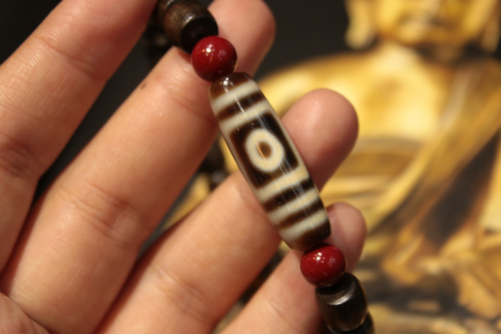 Two-eyed Dzi bead bracelet（cp-1-3365）
