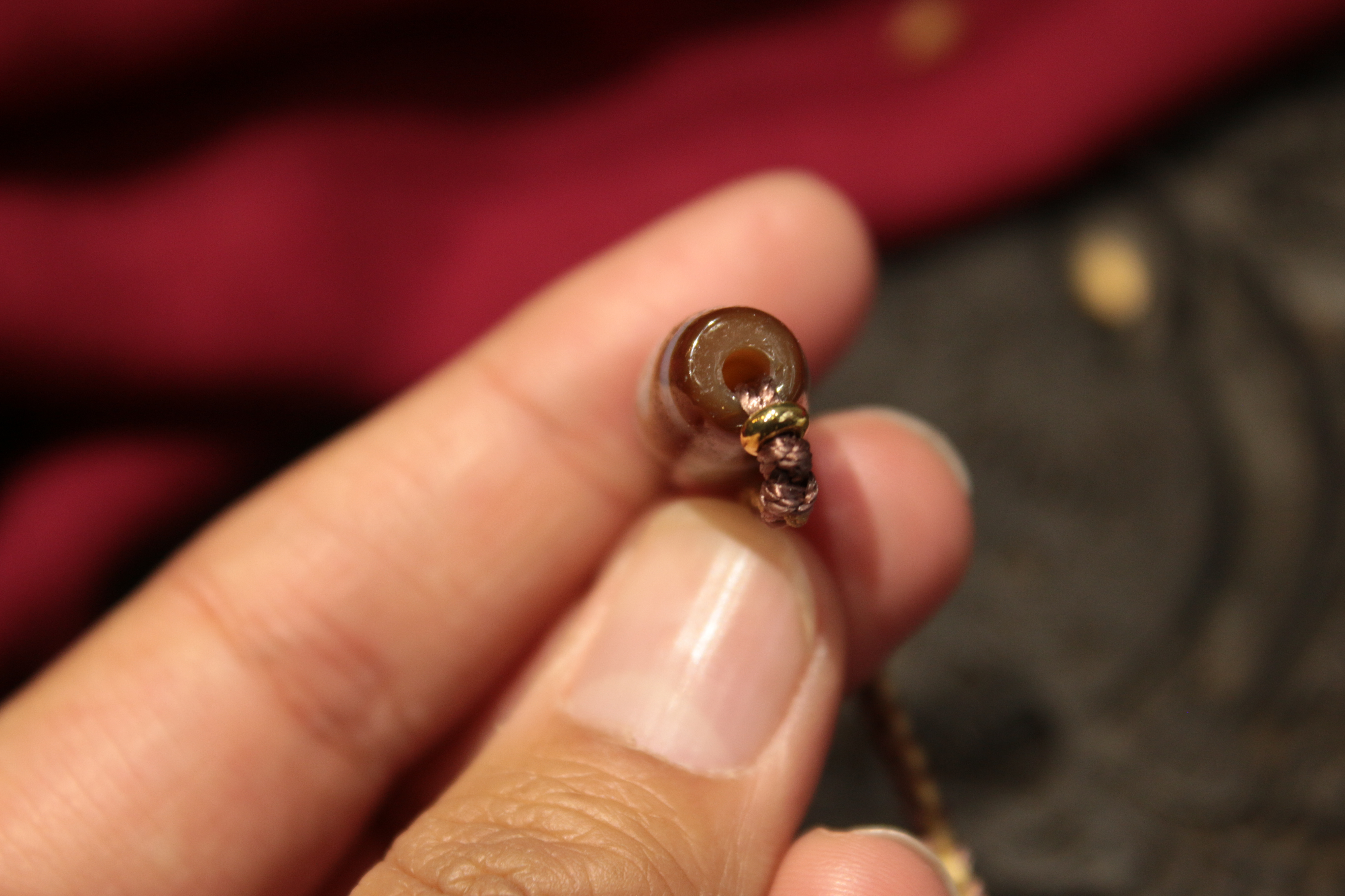 Tibetan sacred object - Two-eyed dzi bead bracelet
