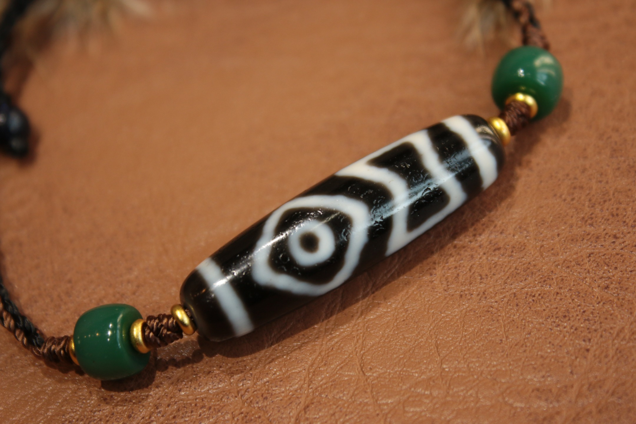 Tibetan sacred object - Heaven and Earth Dzi bead bracelet（Unique ID: cp-1-3587）