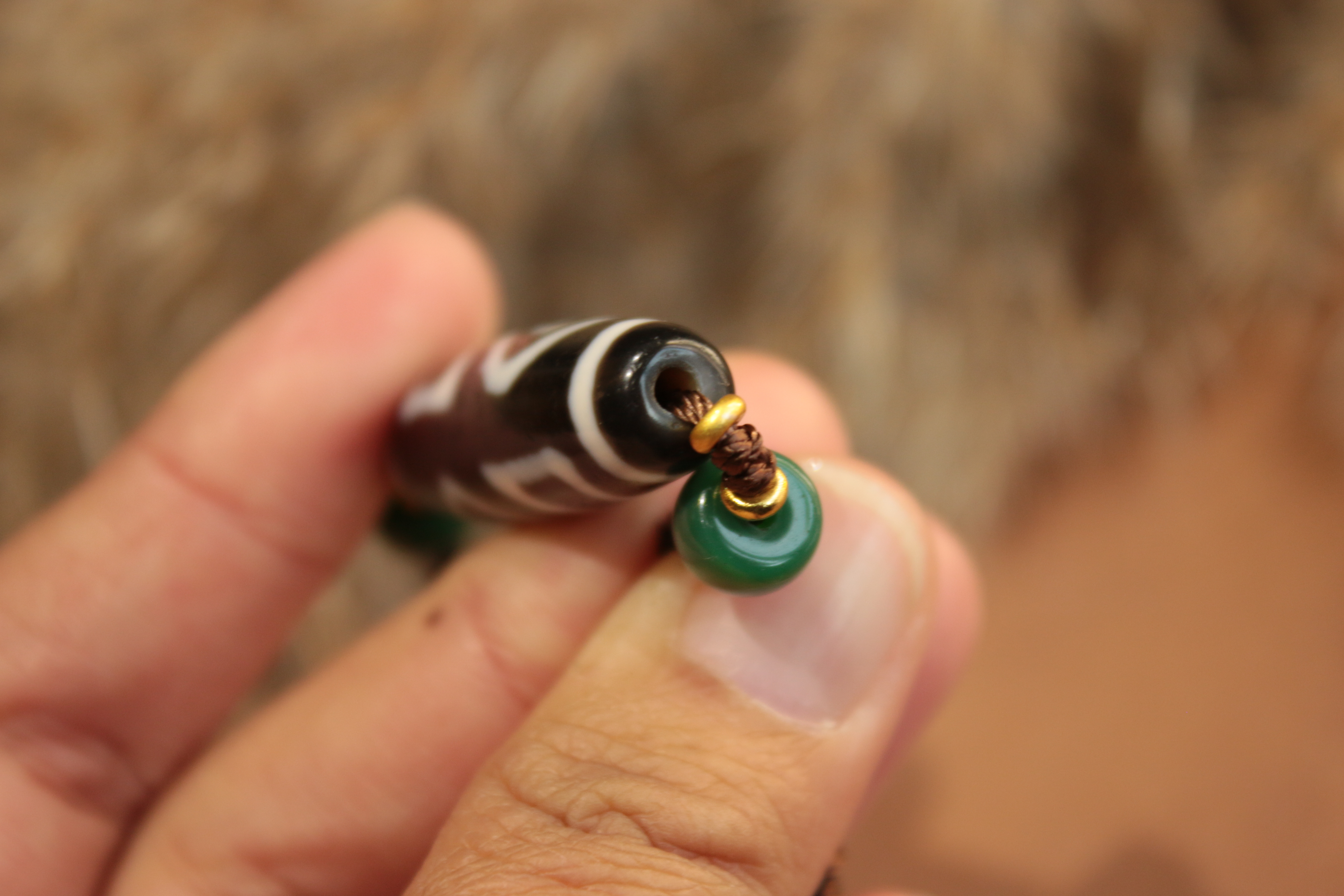 Tibetan sacred object - Heaven and Earth Dzi bead bracelet（Unique ID: cp-1-3587）