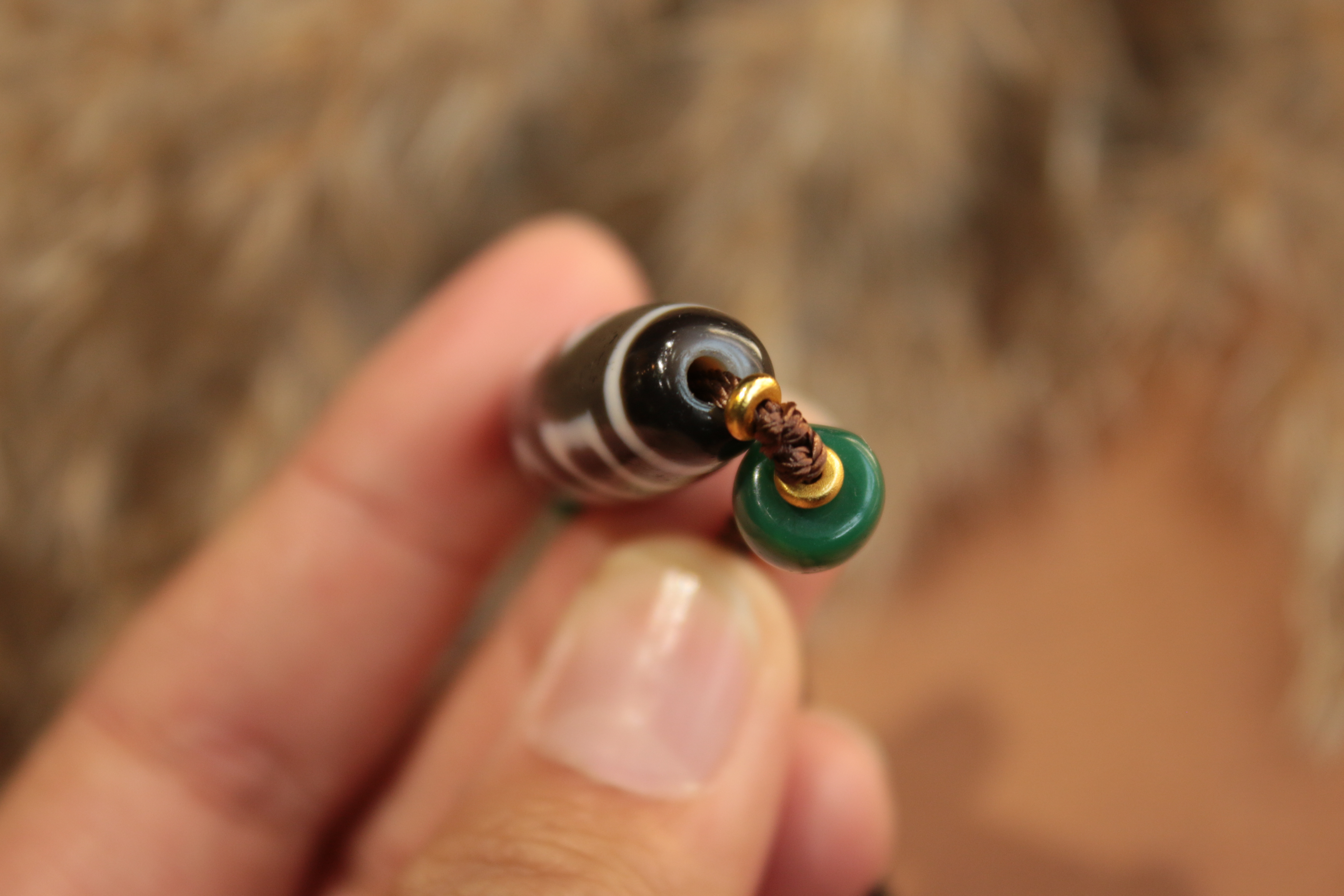 Tibetan sacred object - Heaven and Earth Dzi bead bracelet（Unique ID: cp-1-3587）