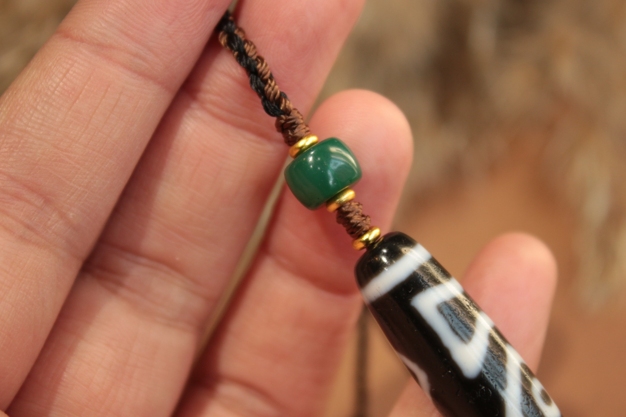 Tibetan sacred object - Heaven and Earth Dzi bead bracelet（Unique ID: cp-1-3587）