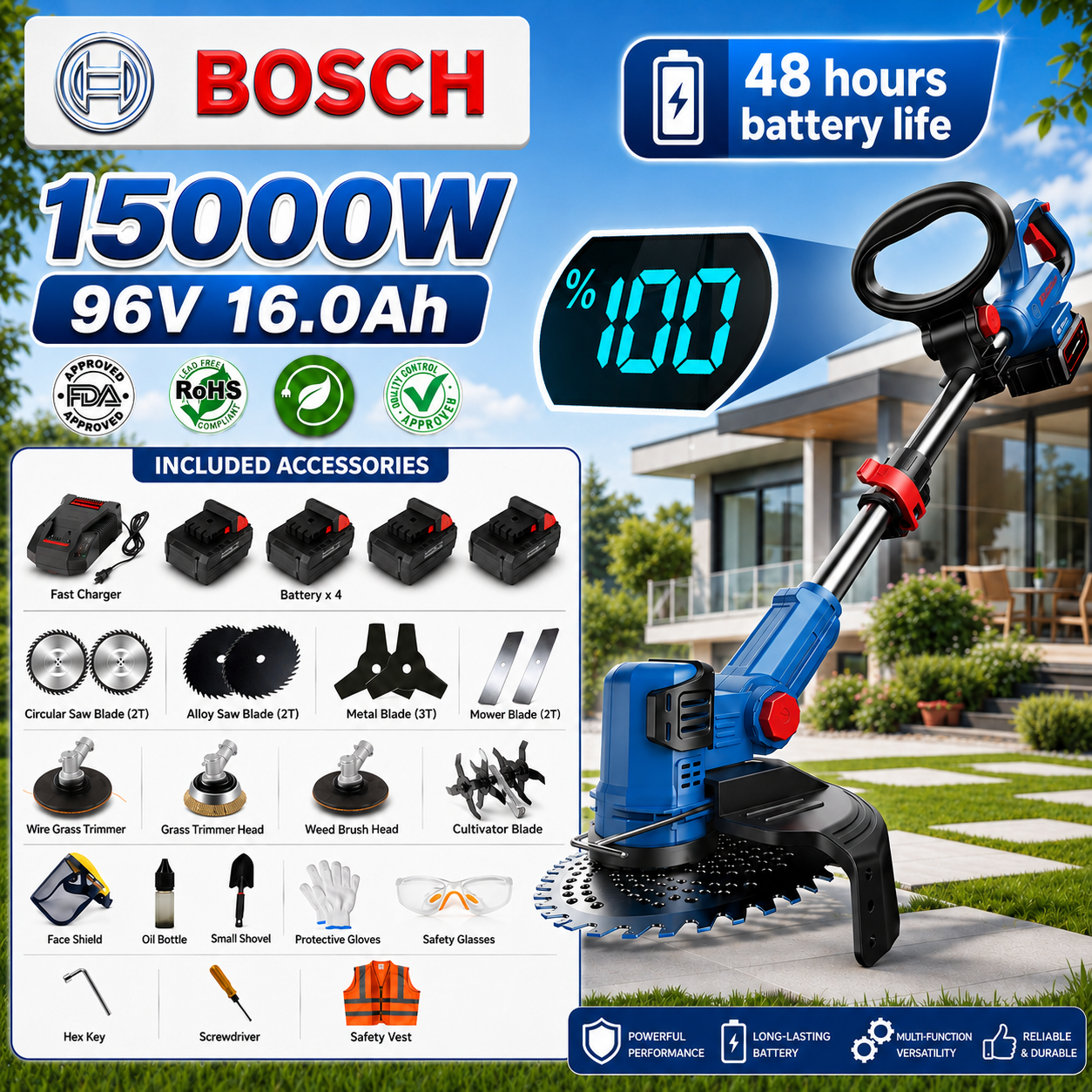 Multifunkčný bezkefový kultivátor BOSCH s lítiovou batériou.