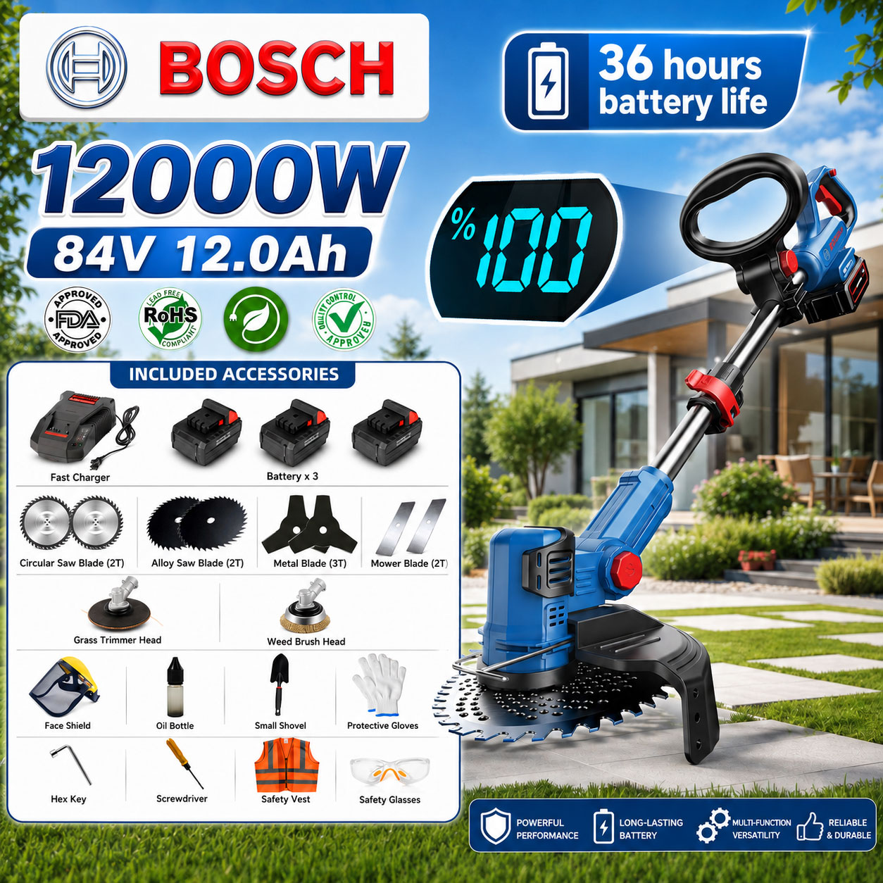 Multifunkčný bezkefový kultivátor BOSCH s lítiovou batériou.