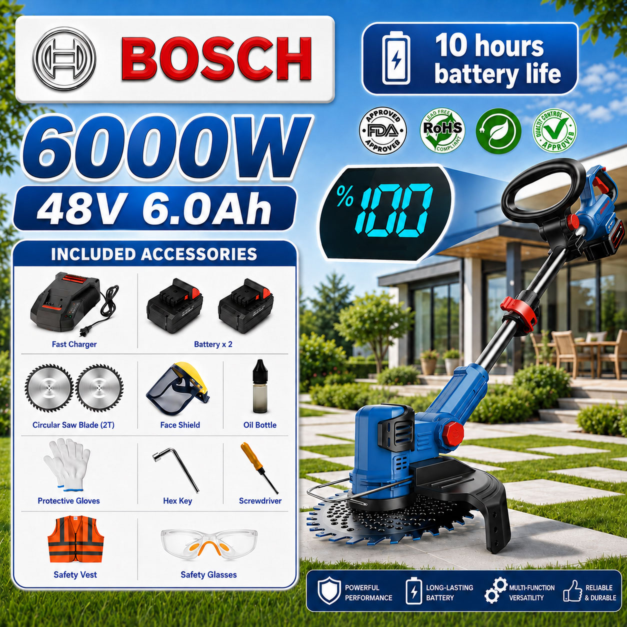 Multifunkčný bezkefový kultivátor BOSCH s lítiovou batériou.