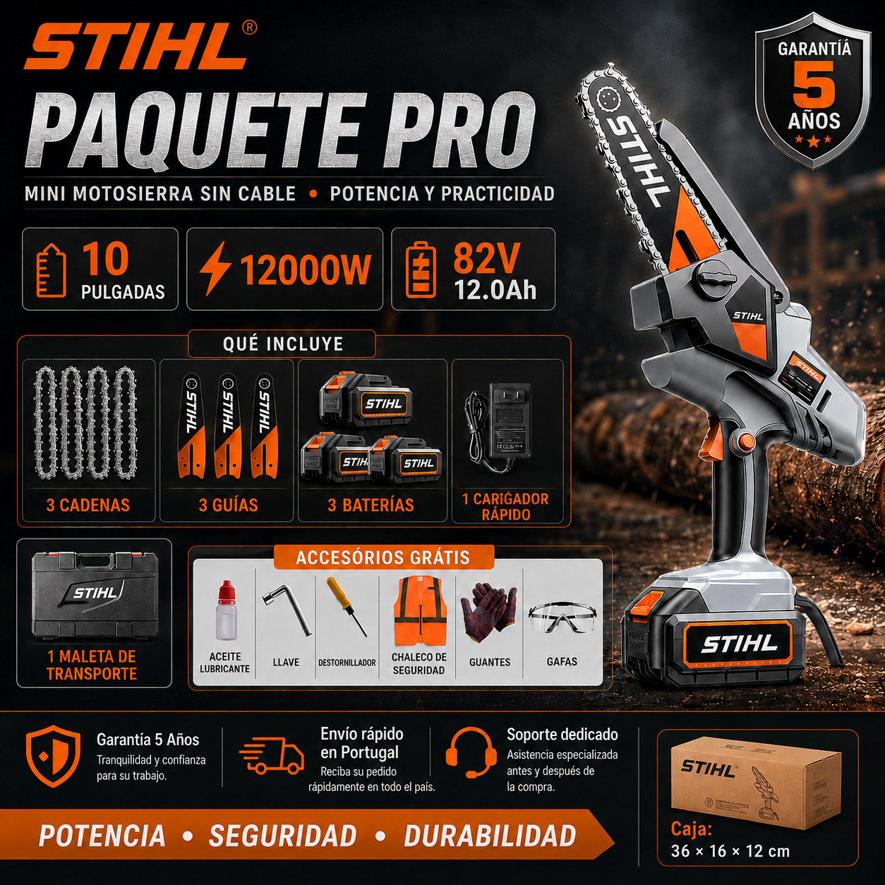 🔥Kit de motosierra portátil sin escobillas STIHL de 15.000 W con eje de extensión y tijeras de poda telescópicas.