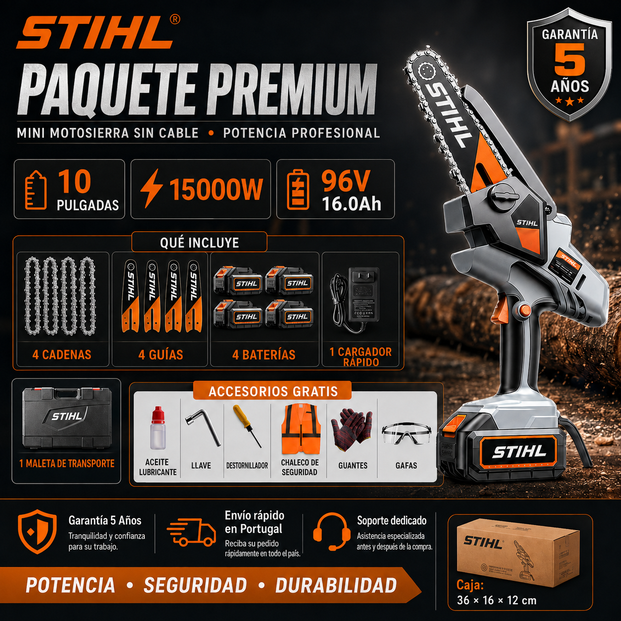 🔥Kit de motosierra portátil sin escobillas STIHL de 15.000 W con eje de extensión y tijeras de poda telescópicas.