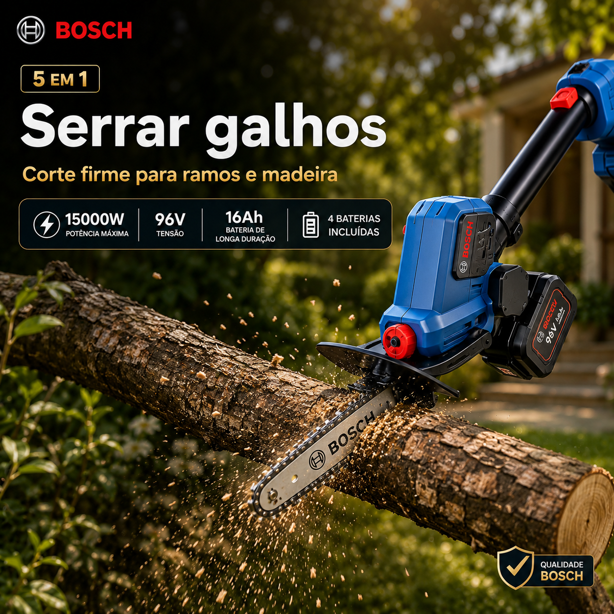 Enxada rotativa portátil multifuncional Bosch com motor sem escovas e bateria de lítio de longa duração (inclui diversos brindes)