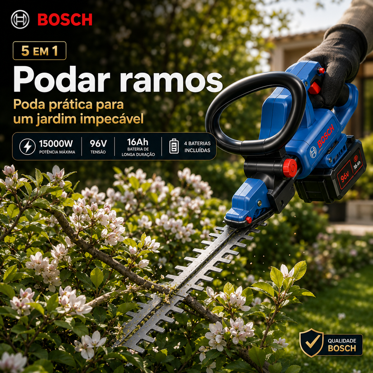 Enxada rotativa portátil multifuncional Bosch com motor sem escovas e bateria de lítio de longa duração (inclui diversos brindes)