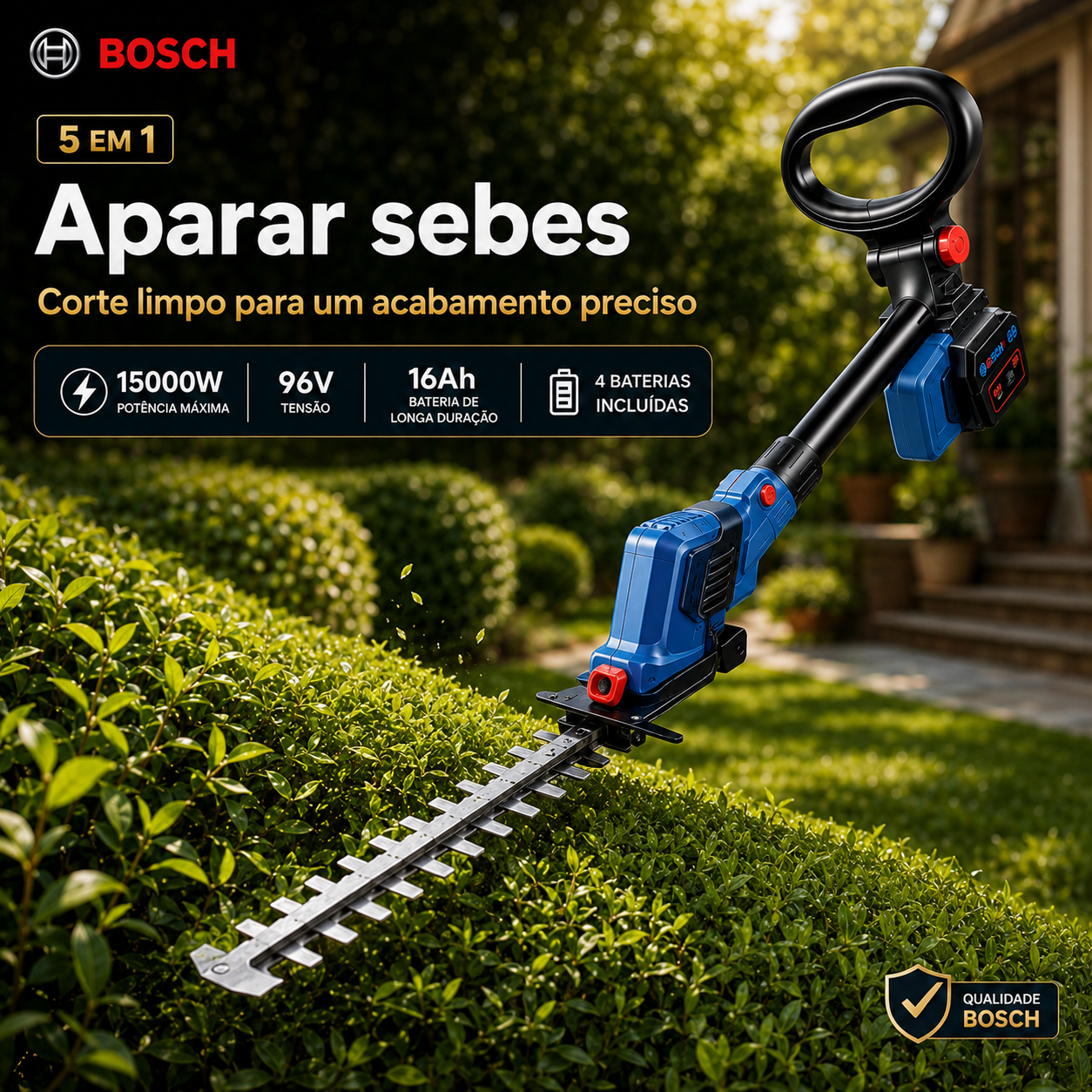 Enxada rotativa portátil multifuncional Bosch com motor sem escovas e bateria de lítio de longa duração (inclui diversos brindes)