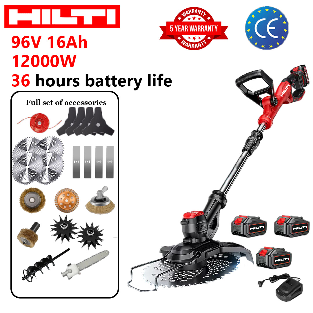 Akumulátorová multifunkčná kosačka na trávu HILTI 96V | Vysoký výkon 15 000 W + 36-hodinová výdrž batérie | Multifunkčná na odstraňovanie buriny/kyprenie pôdy/odstraňovanie hrdze