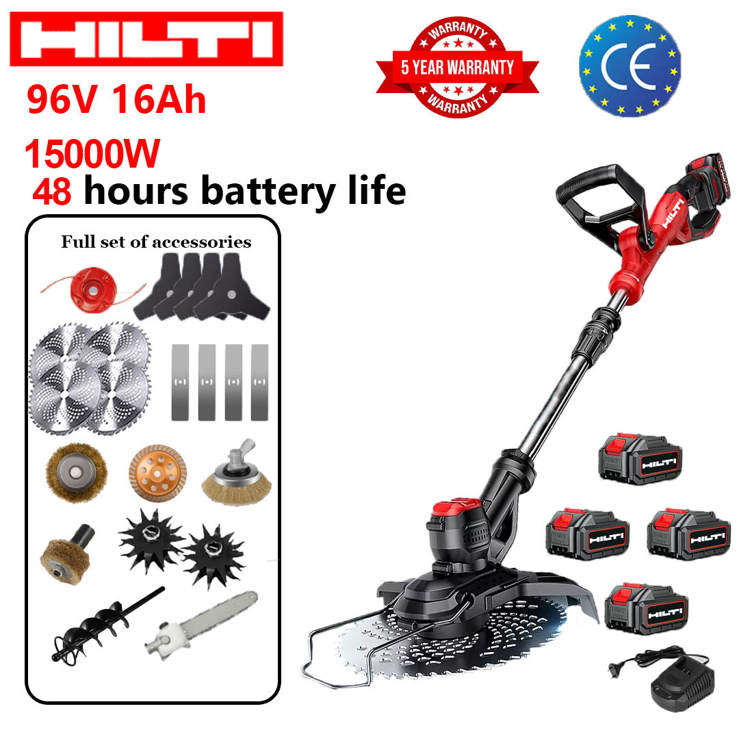 Akumulátorová multifunkčná kosačka na trávu HILTI 96V | Vysoký výkon 15 000 W + 36-hodinová výdrž batérie | Multifunkčná na odstraňovanie buriny/kyprenie pôdy/odstraňovanie hrdze