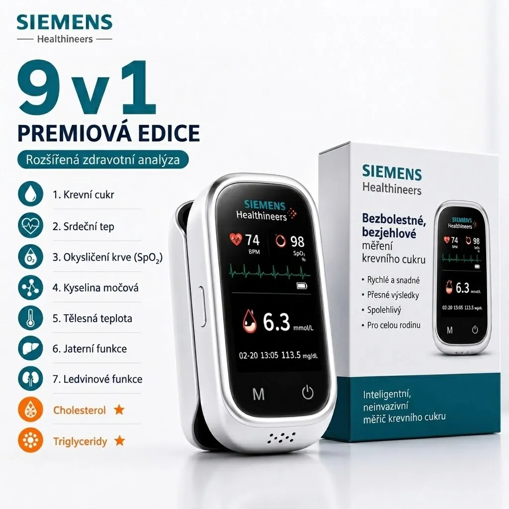 🩸 Siemens™ Neinvazívny glukomer 11 v 1 • Bez pichania • Bez testovacích prúžkov • Výsledky už za 5 sekúnd