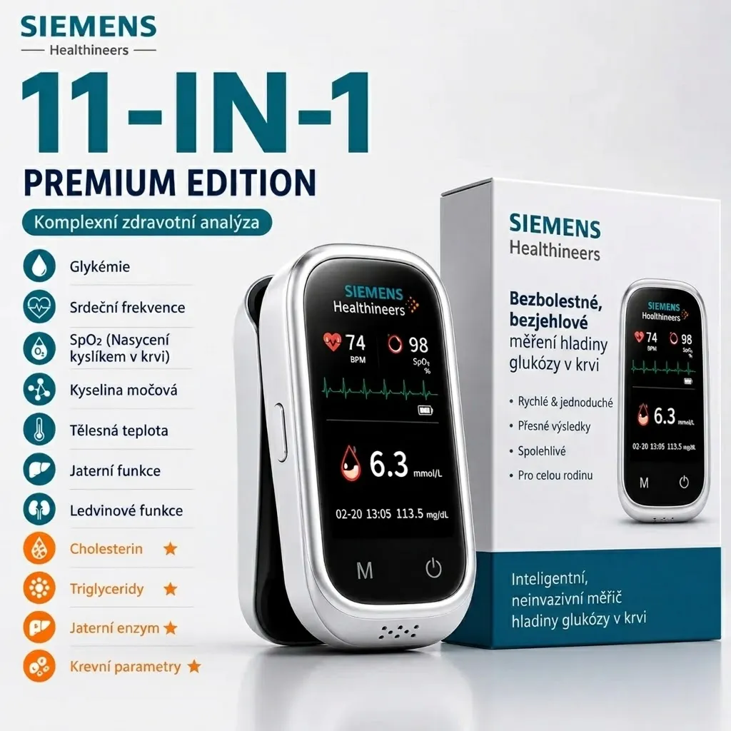 🩸 Siemens™ Neinvazívny glukomer 11 v 1 • Bez pichania • Bez testovacích prúžkov • Výsledky už za 5 sekúnd