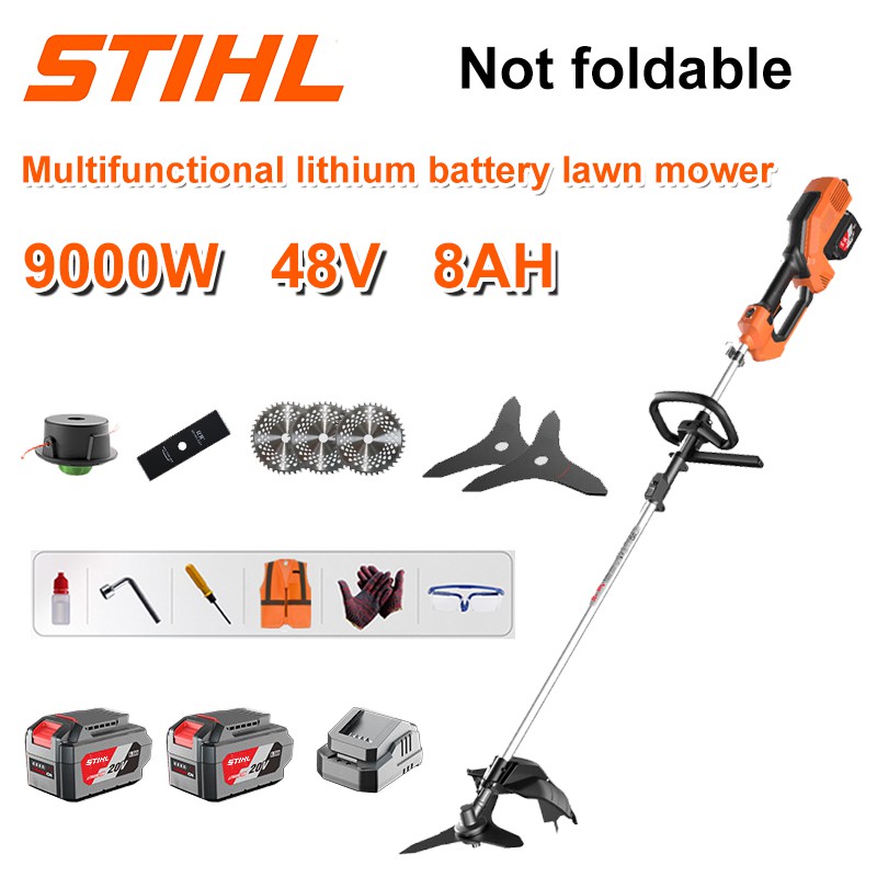 [STIHL] Cortacésped eléctrico sin escobillas, cortacésped con batería de litio con cabezal multifunc