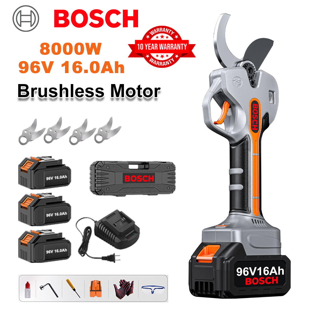 Tijeras de podar sin escobillas BOSCH de 8000 W con batería de litio y pértiga telescópica