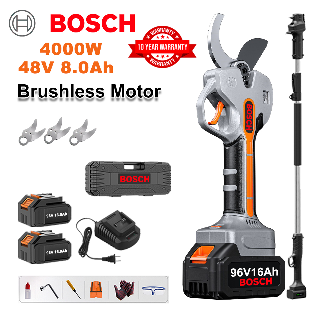 Tijeras de podar sin escobillas BOSCH de 8000 W con batería de litio y pértiga telescópica