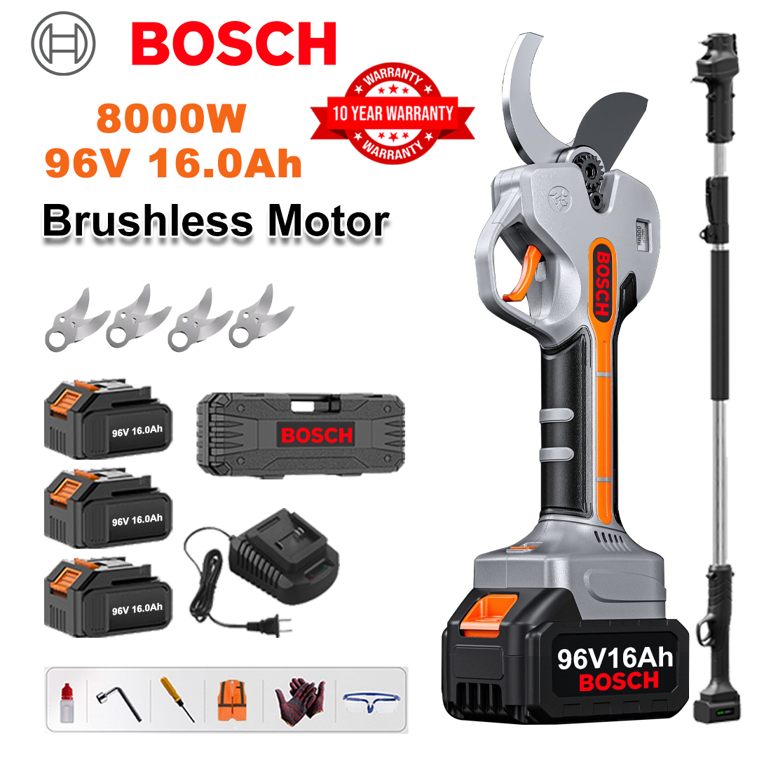 Tijeras de podar sin escobillas BOSCH de 8000 W con batería de litio y pértiga telescópica
