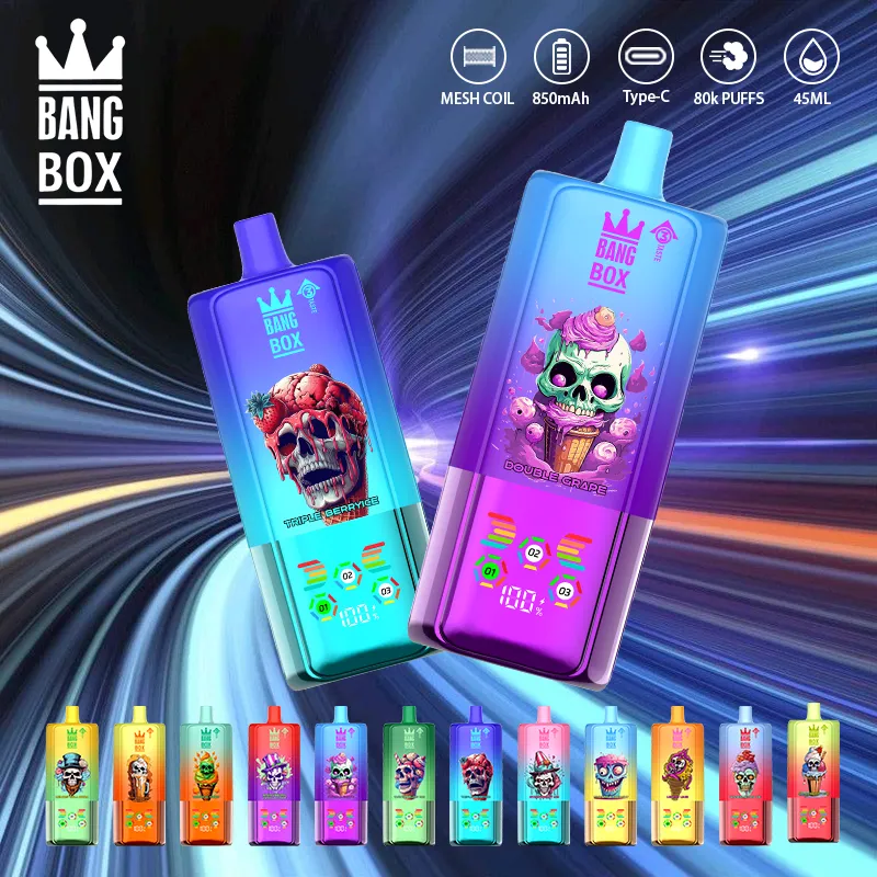 BANG BOX 80000 Puffs 3 in1 Flavor Disposable Vape - Double Grape + Strawberry Mango + Blueberry Sour Raspberry Ice