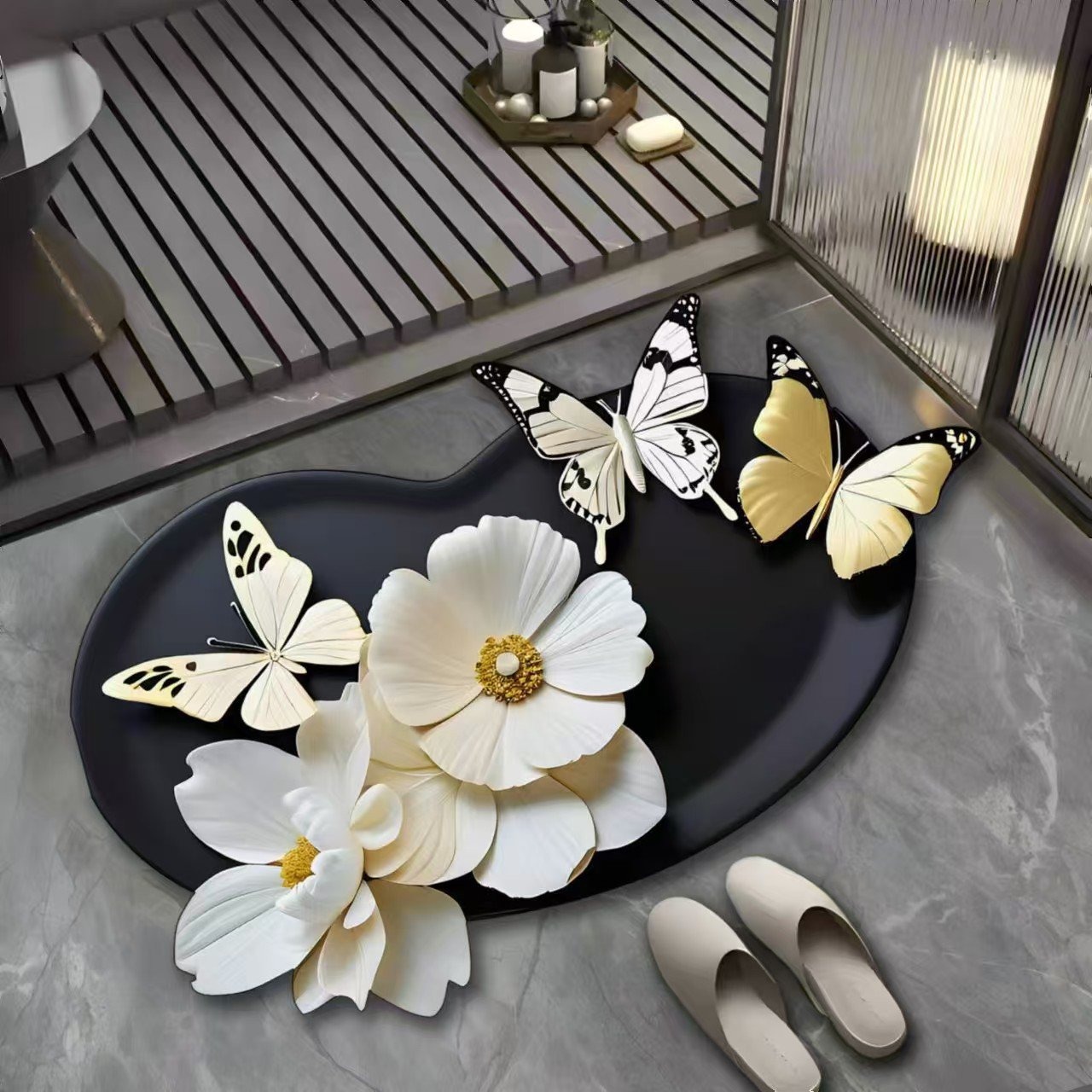 フレンチ風の珪藻土バスマット