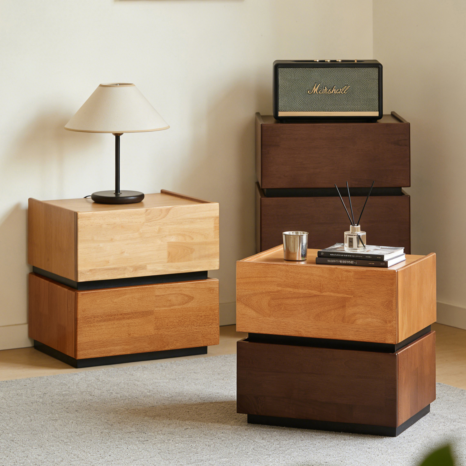 錦木-木製チェスト 収納キャビネット リビング壁際収納 ベッドルームナイトテーブル フリー組み合わせ引出しチェスト 5段チェストチェスト