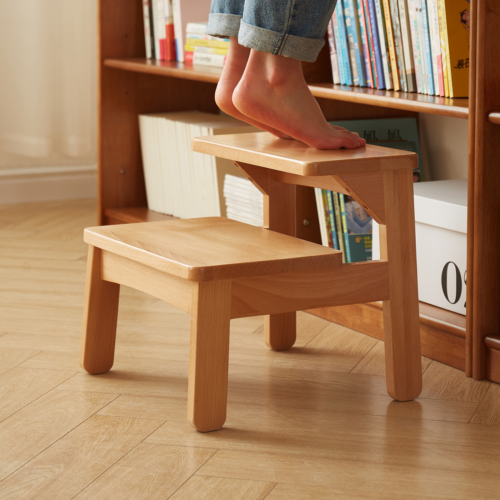 錦木-木製多機能スツール 踏み台兼用 ダイニングチェア キッチンスツール 子ども用スツール カウンタースツール 折りたたみ式 強化設計ダイニングベンチ