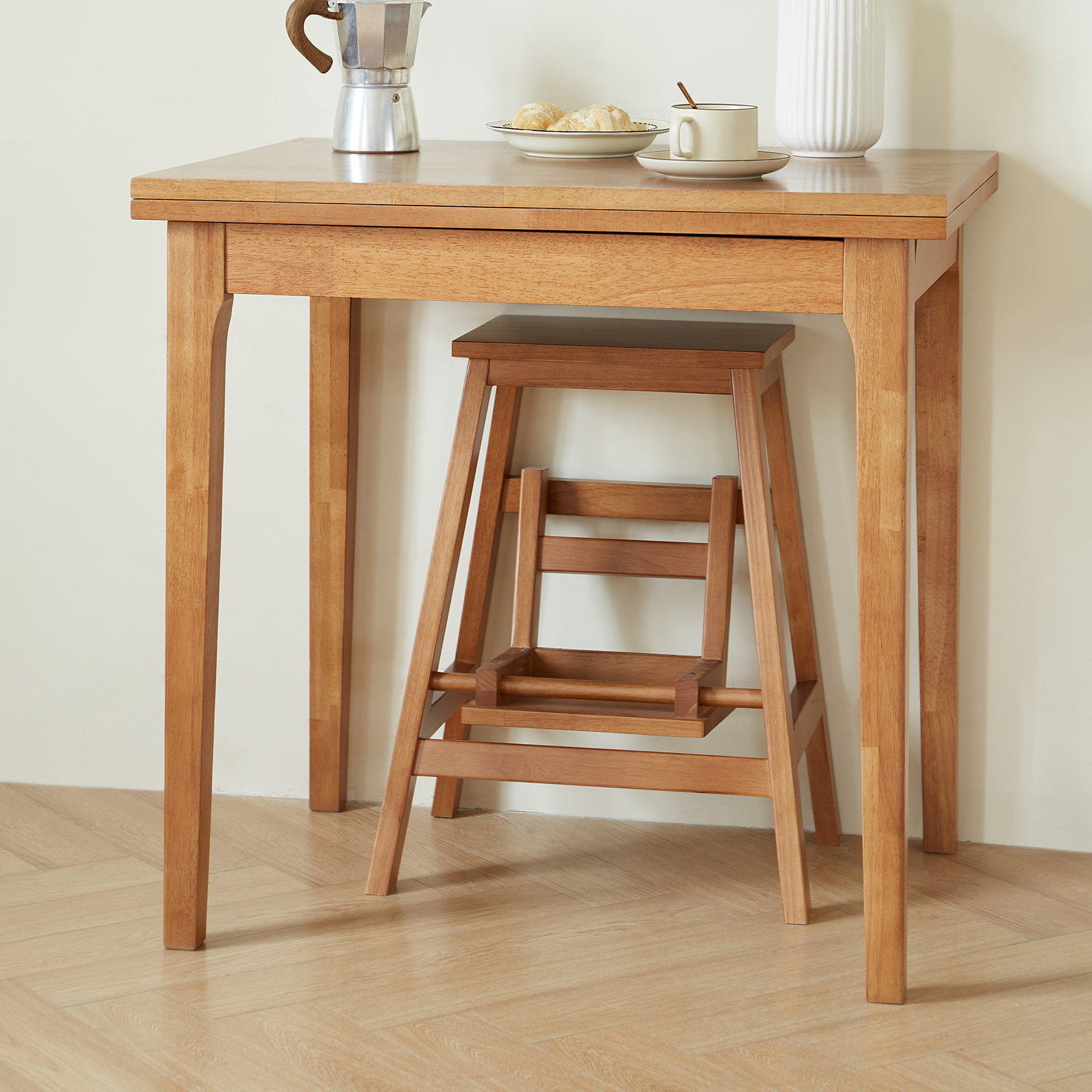 錦木-無垢材 折りたたみ式ステップ台 2 段 多機能 子供用 踏み台 高所作業用 頑丈設計キッズイス