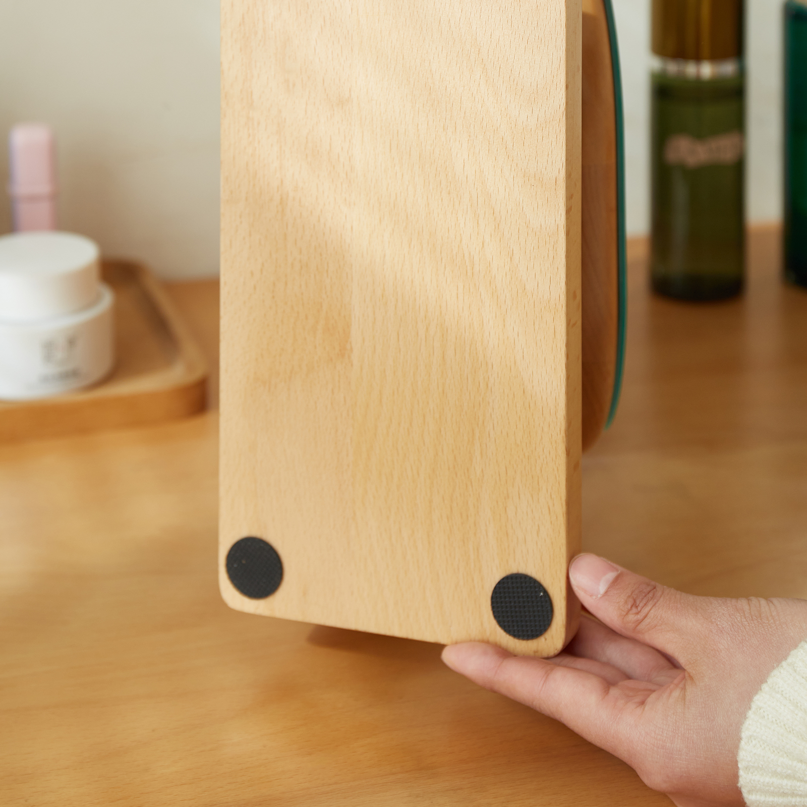 錦木-無垢材化粧鏡 卓上型 回転式 高反射 レトロシンプル ブナ材 寝室用 ドレッサーミラー化粧鏡