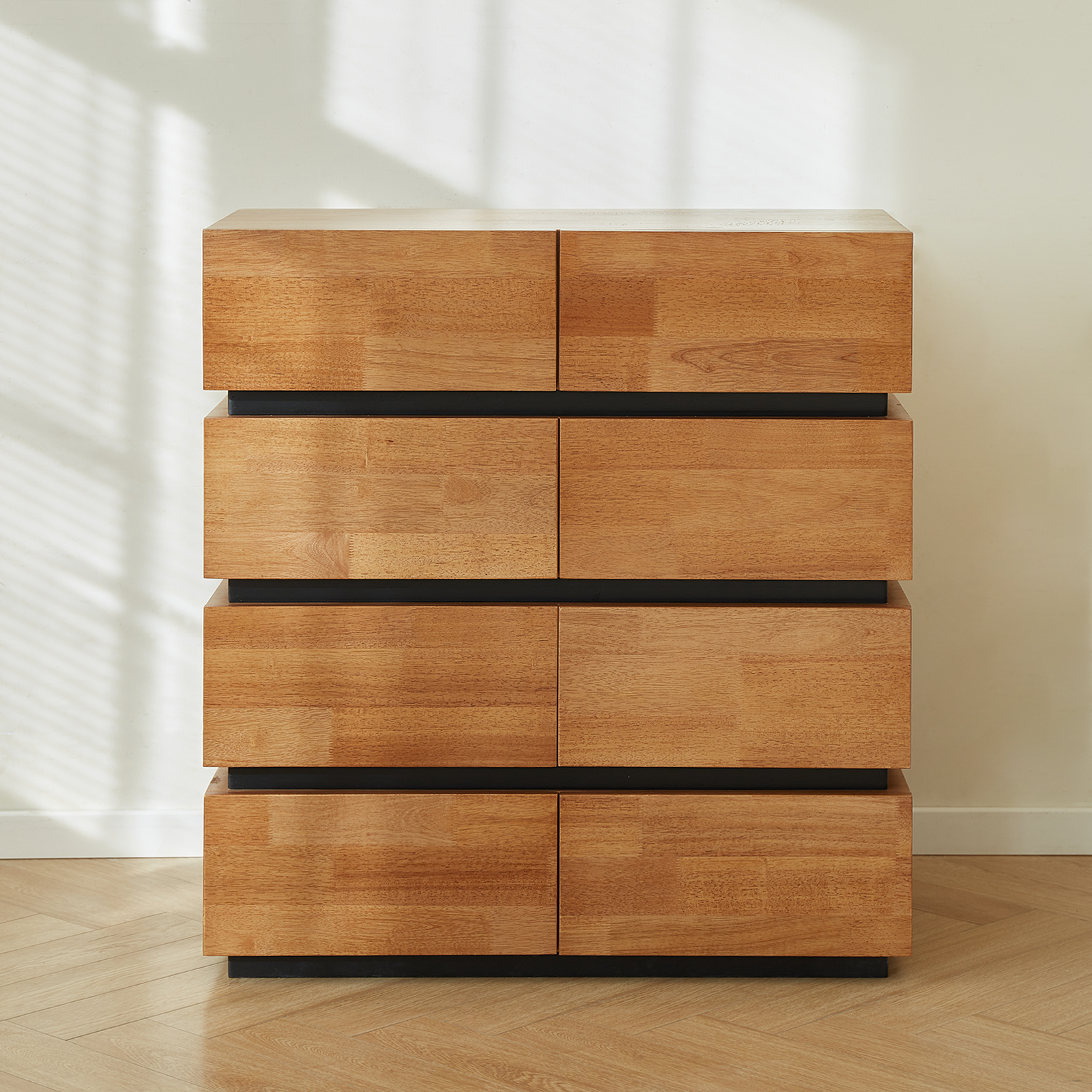 錦木-ミッドセンチュリー 無垢材チェスト 多段式 リビング・寝室・ベッドサイド収納 サイドボード 収納キャビネットチェスト