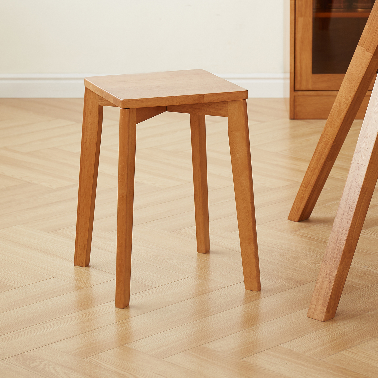 錦木-天然木 シンプル ダイニングベンチ ハイバック 四角座面 ローテーブル対応 リビング・ダイニング兼用 重ねて収納可能ダイニングベンチ