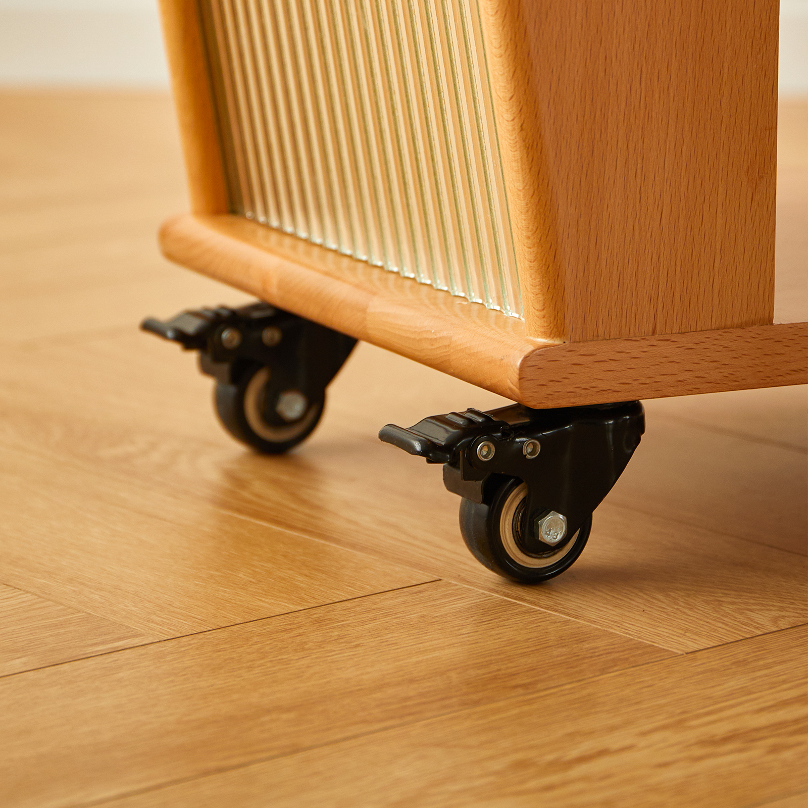 錦木-無垢材 キャスター付きサイドテーブル ヴィンテージ風 多段収納ラック リビング収納 ローチェストサイドボード