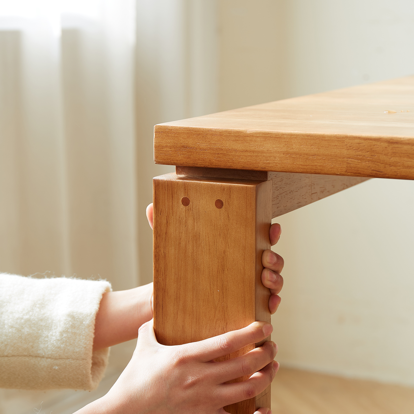 錦木-チェリーウッド風 北欧風ダイニングテーブルセット 長方形 木製 一人暮らし・ファミリー向け ミニマルデザインダイニングテーブル