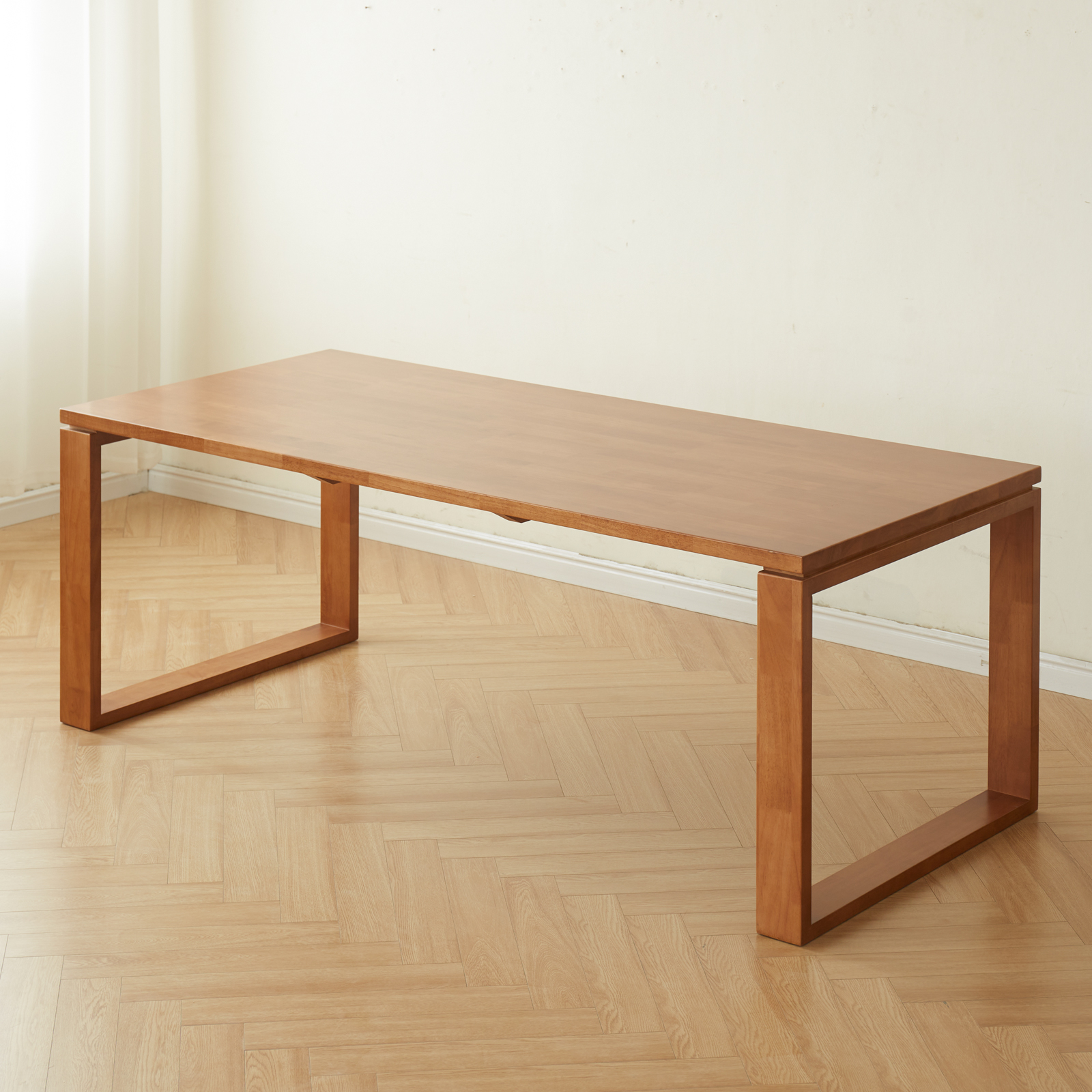 錦木-チェリーウッド風 北欧風ダイニングテーブルセット 長方形 木製 一人暮らし・ファミリー向け ミニマルデザインダイニングテーブル