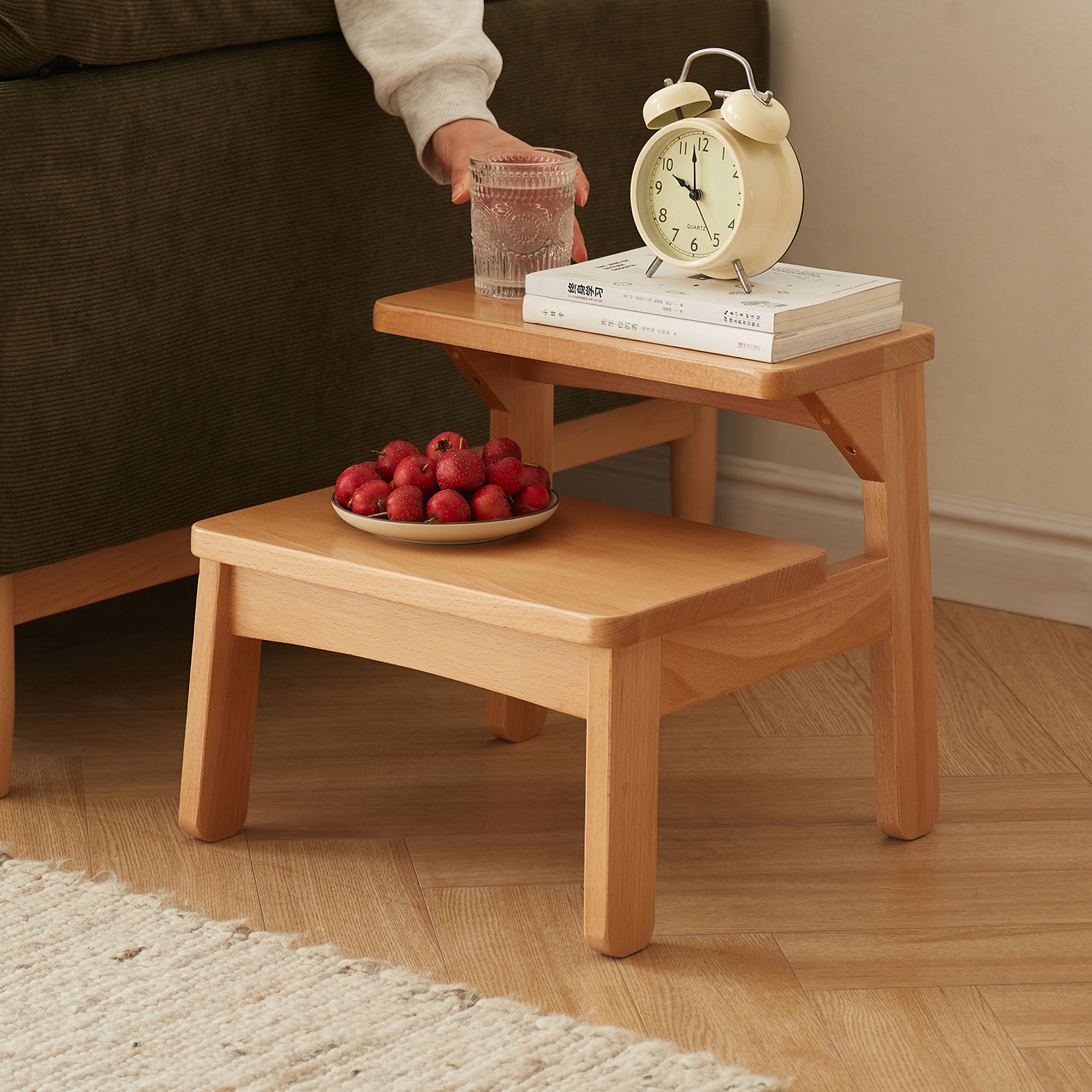 錦木-木製多機能スツール 踏み台兼用 ダイニングチェア キッチンスツール 子ども用スツール カウンタースツール 折りたたみ式 強化設計ダイニングベンチ