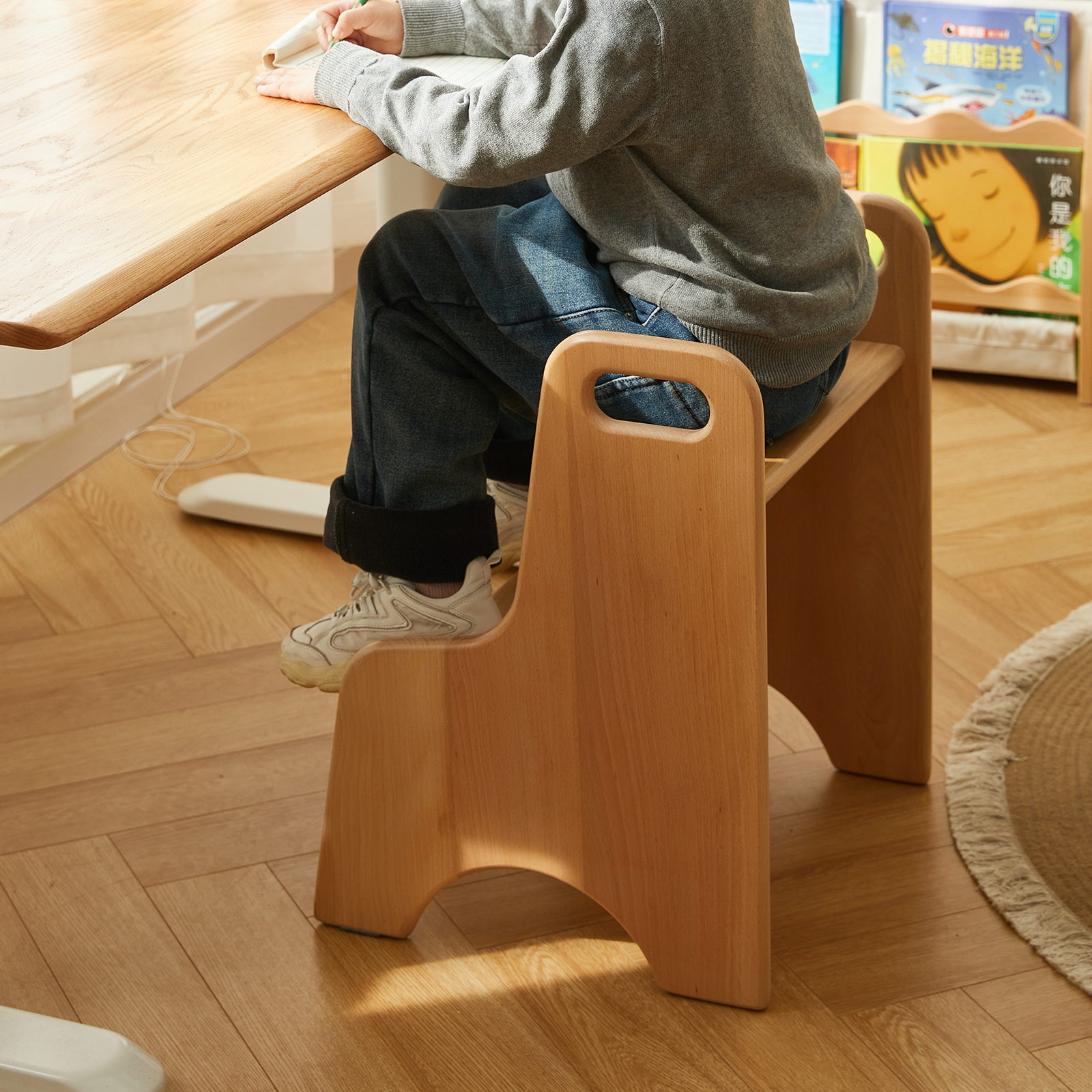錦木-無垢材 キッズステップ台 子供用 洗面台 踏み台 ベビー トイレ ミニ階段 高さ調整 踏み台チェアキッズイス