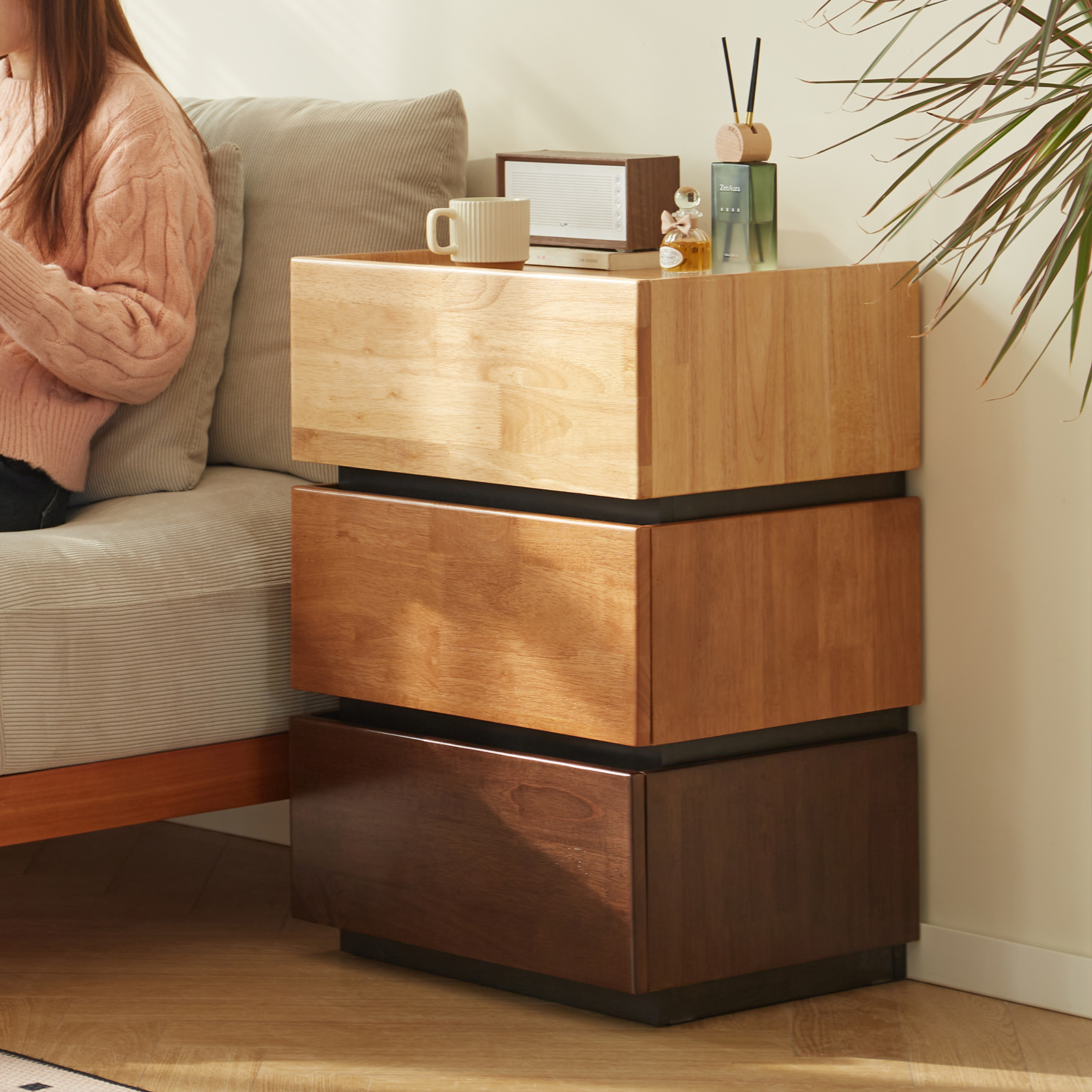 錦木-木製チェスト 収納キャビネット リビング壁際収納 ベッドルームナイトテーブル フリー組み合わせ引出しチェスト 5段チェストチェスト