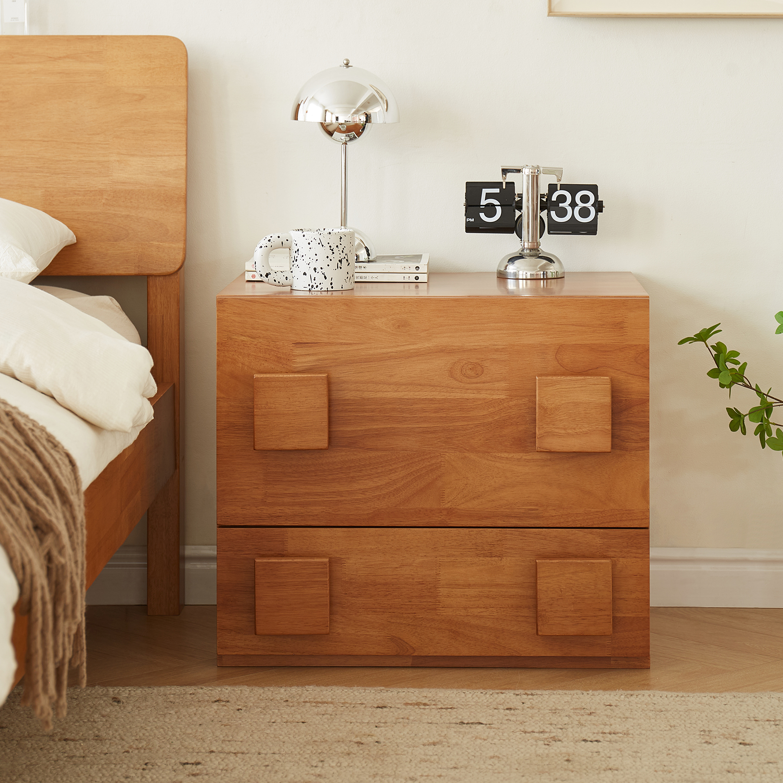 錦木-木製キャビネット アンティーク調5段チェスト モジュール式ユニット ベッドルームナイトテーブル リビング壁際収納 TVボードチェスト