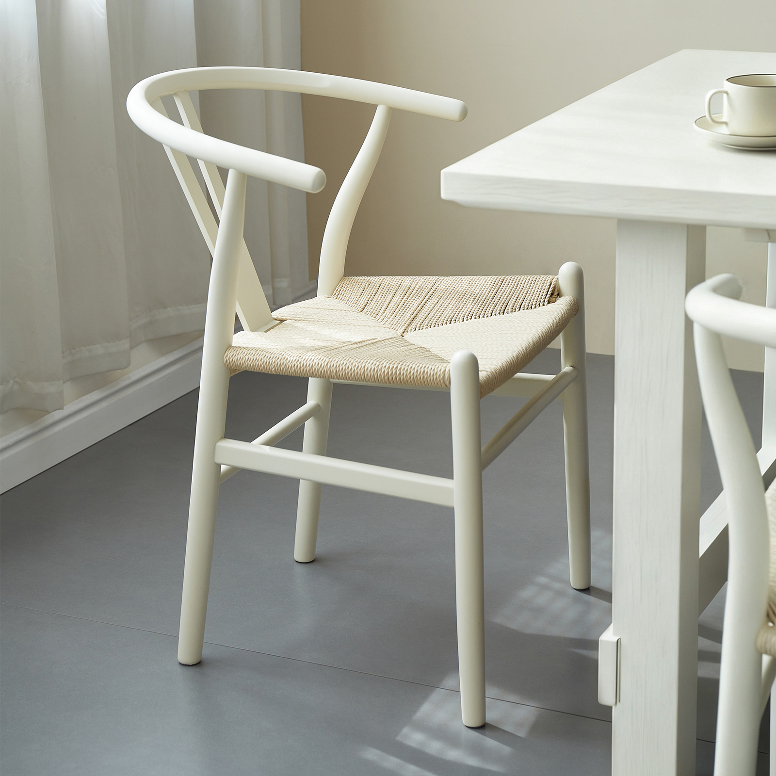 錦木-無垢材使用 背もたれ付きチェア ブナ材ダイニングチェア Yチェア 書斎チェア ミッドセンチュリースタイル 家庭用ラウンドチェアイス / 学習イス