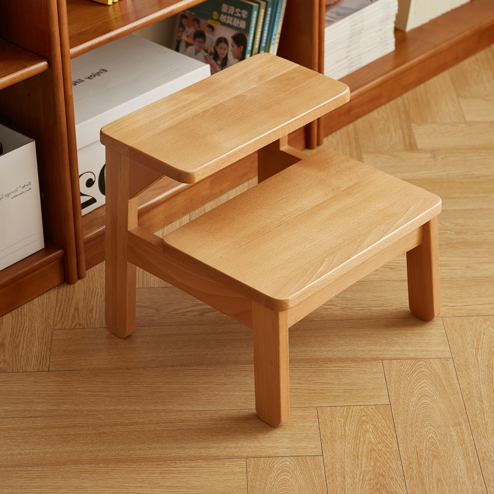 錦木-木製多機能スツール 踏み台兼用 ダイニングチェア キッチンスツール 子ども用スツール カウンタースツール 折りたたみ式 強化設計ダイニングベンチ