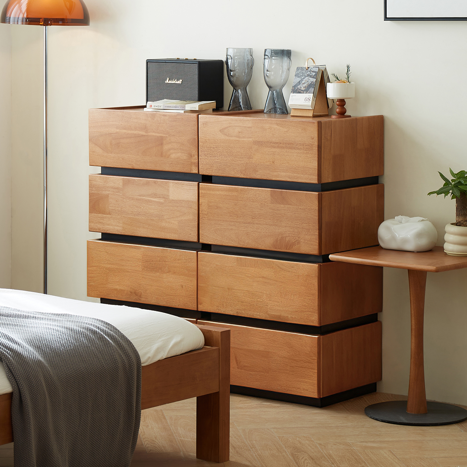 錦木-木製チェスト 収納キャビネット リビング壁際収納 ベッドルームナイトテーブル フリー組み合わせ引出しチェスト 5段チェストチェスト