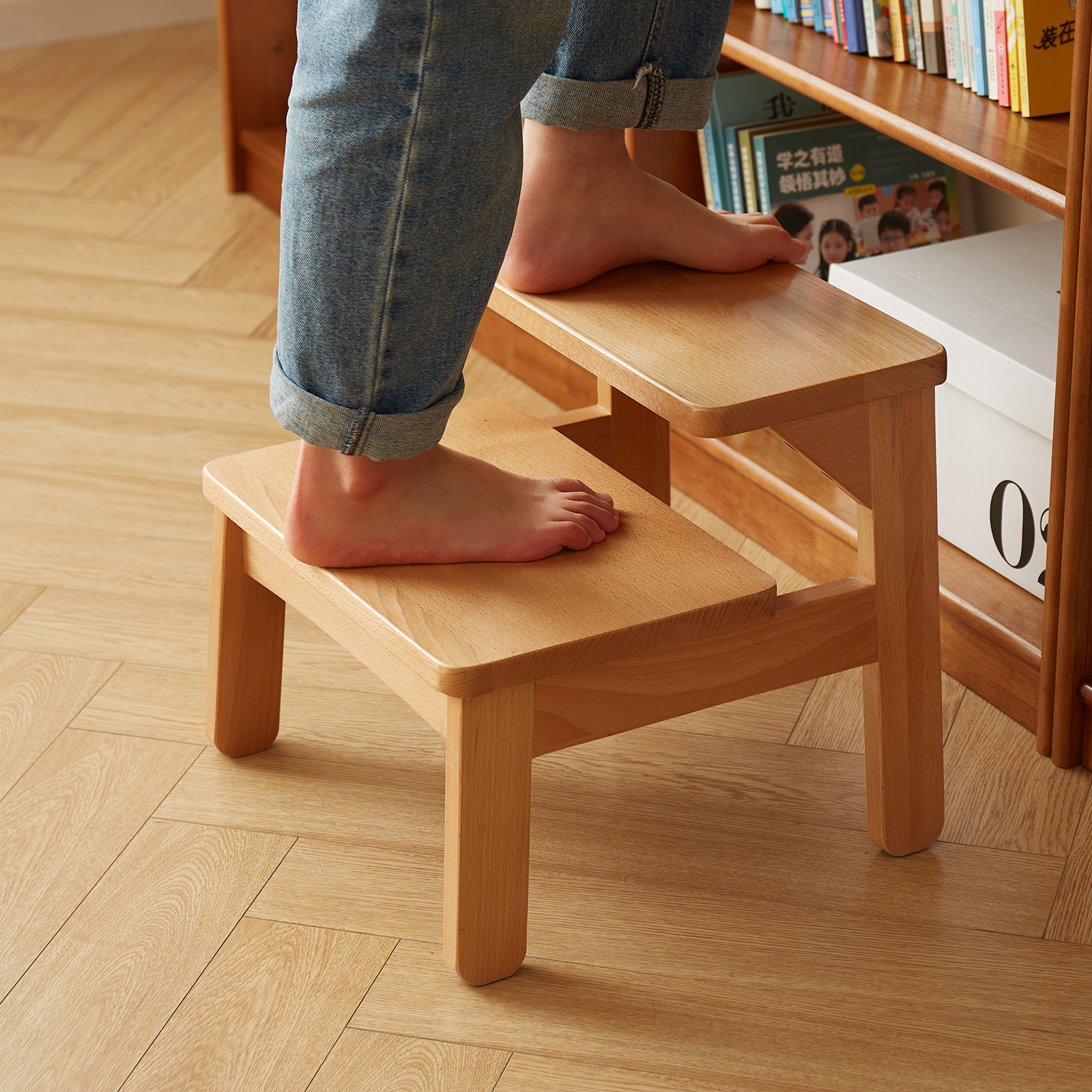 錦木-木製多機能スツール 踏み台兼用 ダイニングチェア キッチンスツール 子ども用スツール カウンタースツール 折りたたみ式 強化設計ダイニングベンチ