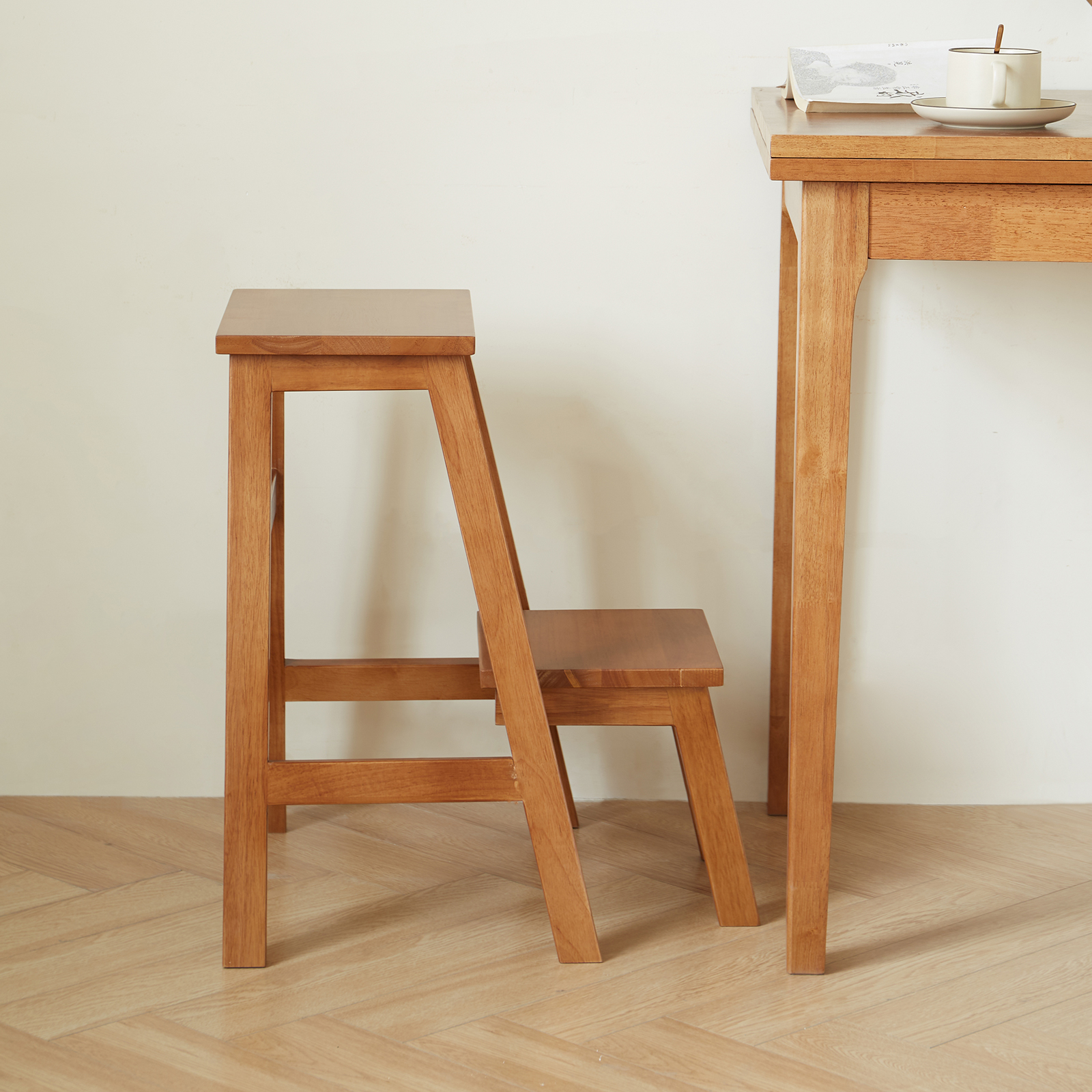 錦木-無垢材 折りたたみ式ステップ台 2 段 多機能 子供用 踏み台 高所作業用 頑丈設計キッズイス